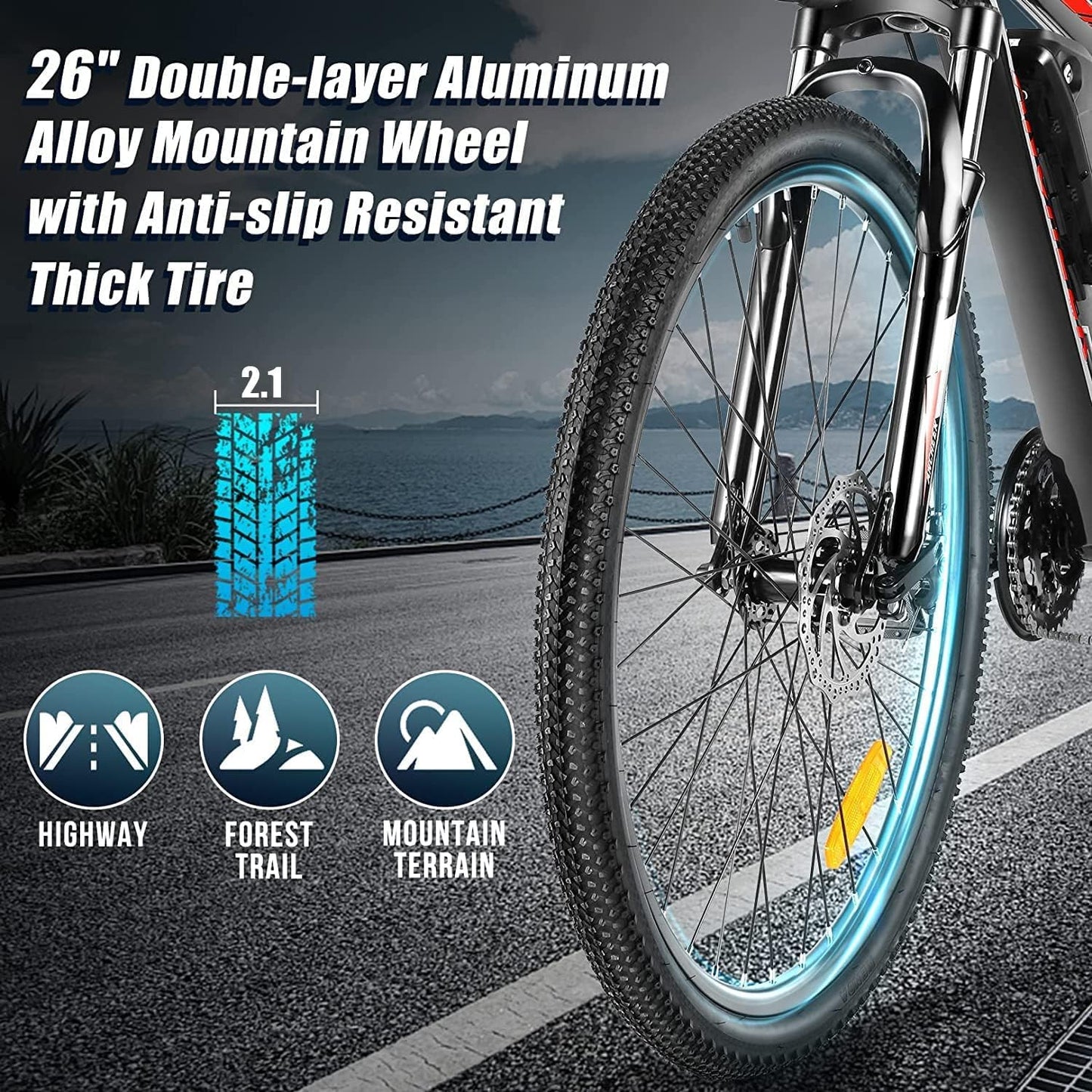 ANCHEER Electric Bike for Adults, [Peak 750W Motor] Electric Mountain Bike, 26" Sunshine Commuter Ebike, 55 Miles 20MPH Electric Bicycle with 48V/374Wh Battery, LCD-Display, 21 Speed