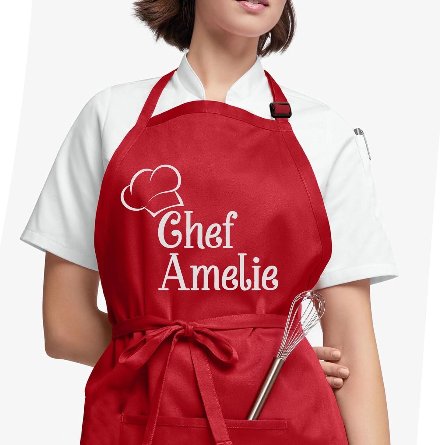 Chef Apron with Custom Name, Personalized Gifts for Men, Gifts for Women, Aprons for Women with Pockets, Valentines Day Gifts, Father's Day Gifts, Christmas Gifts, Anniversary, Mother's Day Gifts