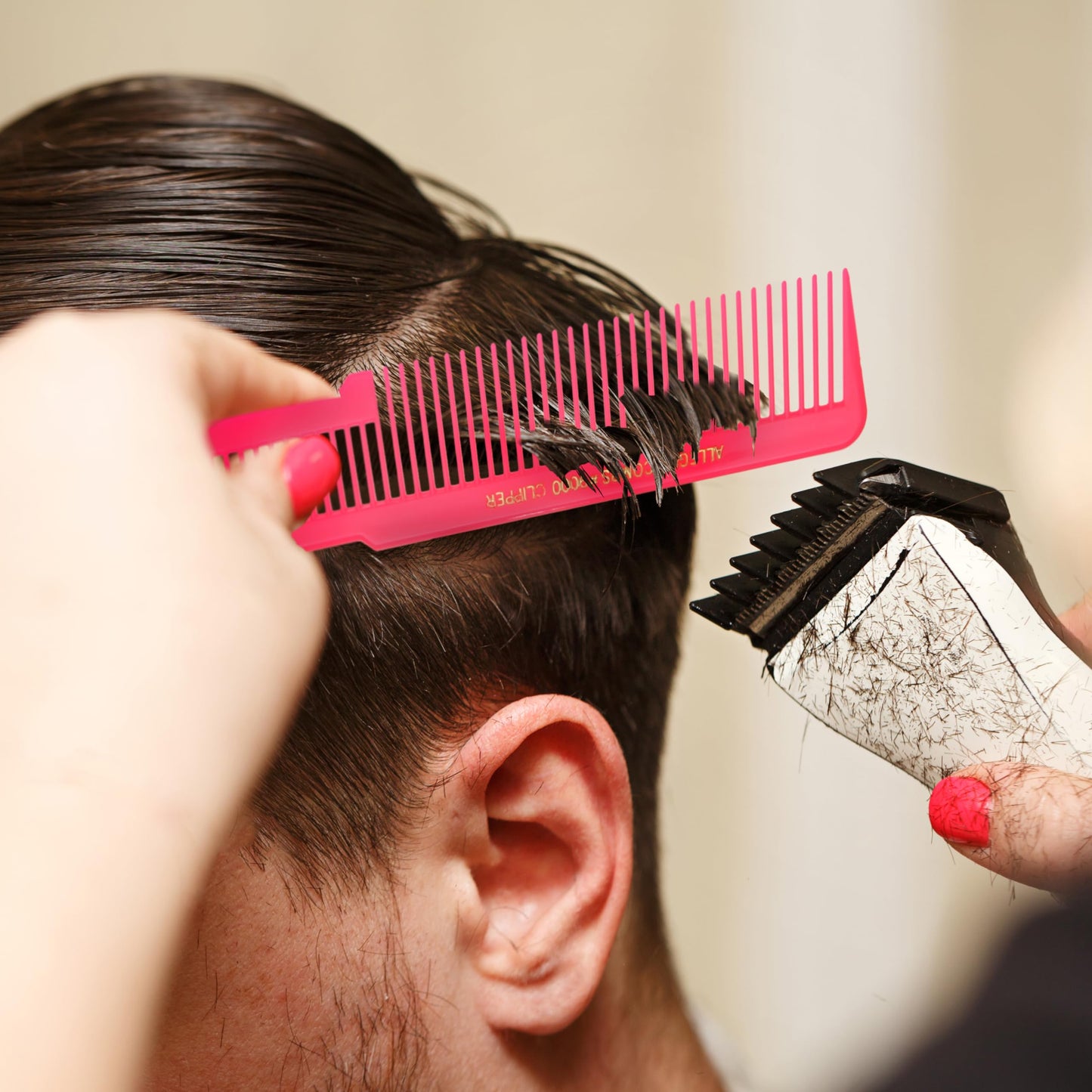 Allegro Combs 9000 Clipper Cutting Combs Blending Combs Fading Combs 6 Pk. (Neon Pink)