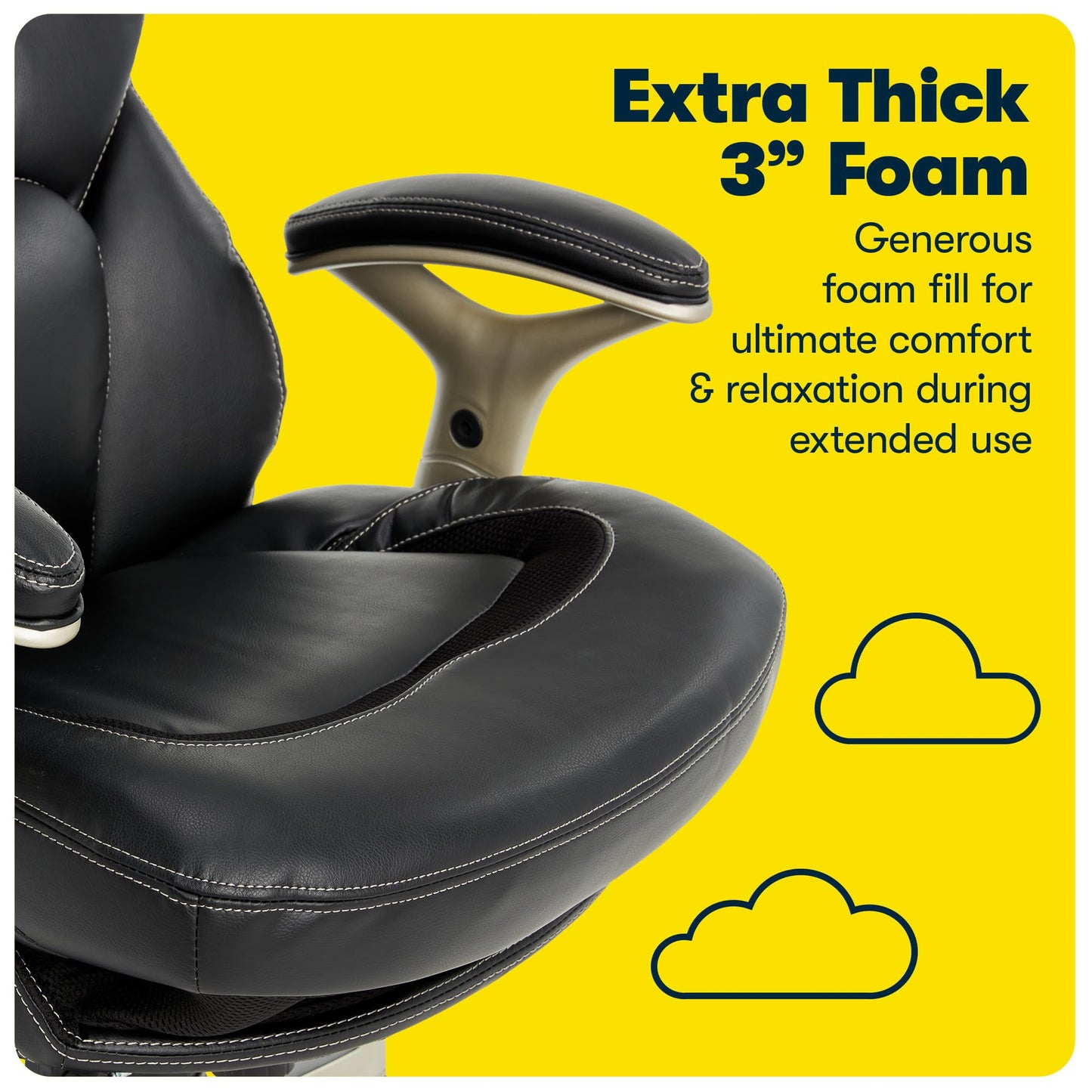 Serta Claremont Ergonomic Executive Office Chair with Back in Motion Technology, Adjustable Mid Back Desk Chair with Lumbar Support, Bonded Leather, Black