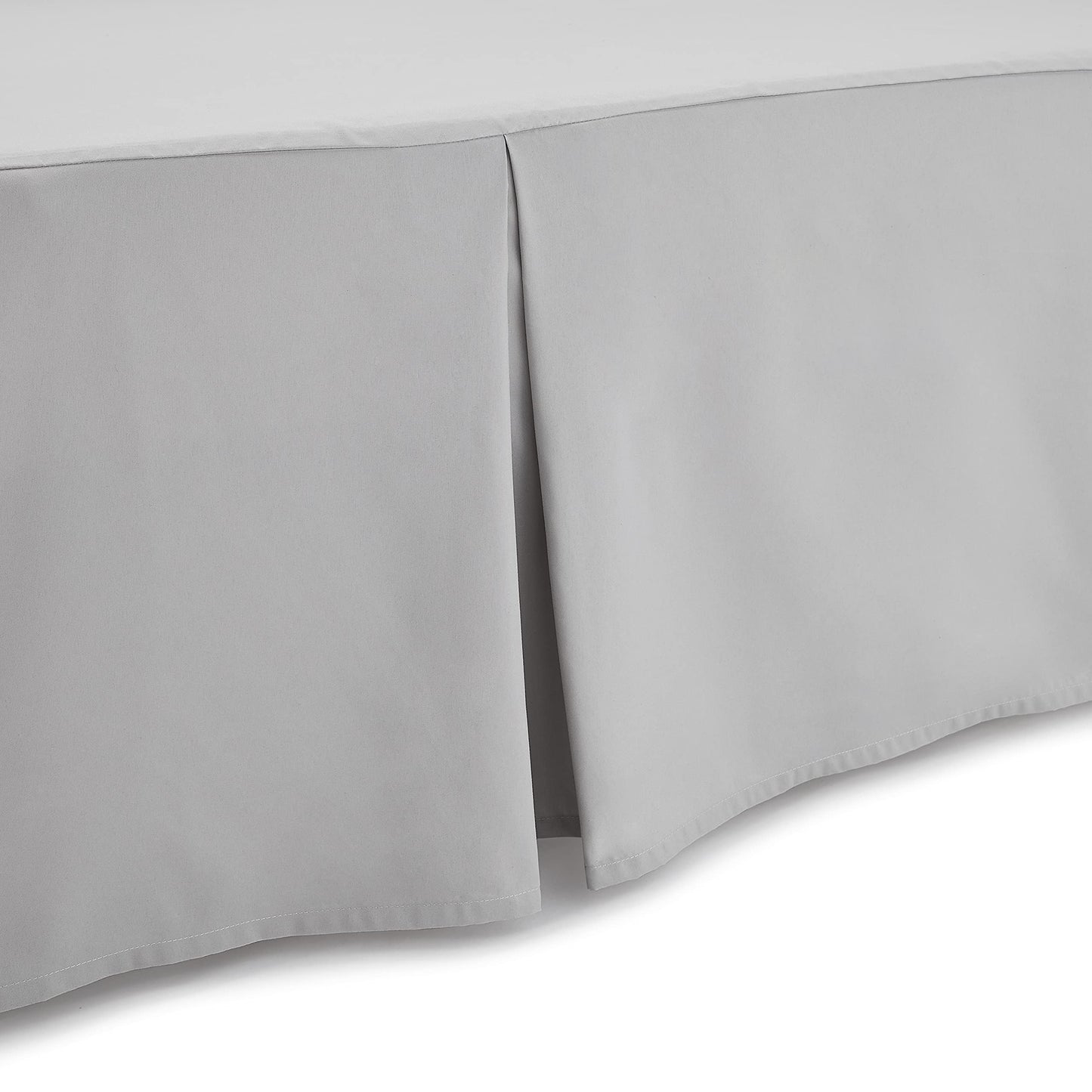 Amazon Basics Lightweight Pleated King Size Bed Skirt, Fade Resistant, Machine Washable, King, Light Grey, Solid