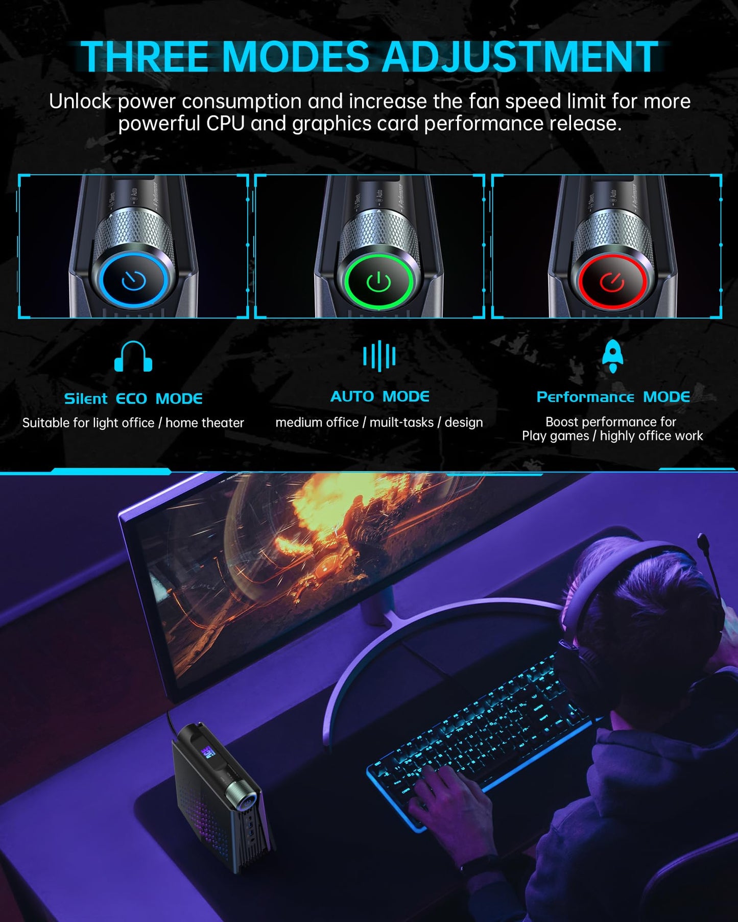 ACEMAGICIAN [Gaming PC Ryzen 7 5875U Mini PC(up to 4.5Ghz), 16GB DDR4 512GB NVME SSD Mini Desktop Computer, Mini Computers [WiFi6/BT5.2] [4K UHD/RGB Lights/3 Adjustable Mode PC Gaming