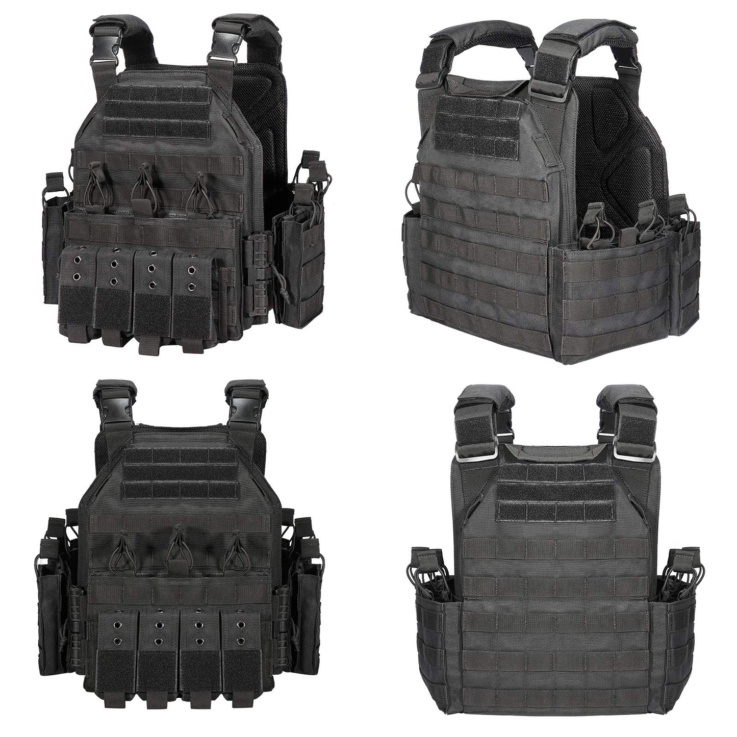 vAv YAKEDA Tactical Vest for Men Quick Release Outdoor Airsoft Vest Adjustable for Adults (Black)