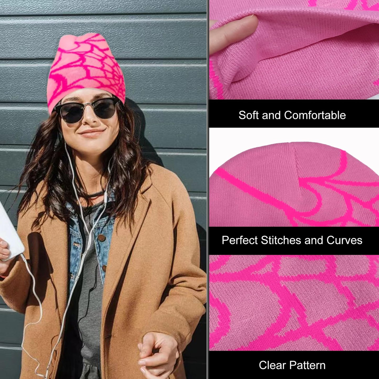 DKYM 4 Pcs Y2k Beanies Spider Web Beanie Y2k Hat Winter Knitted Hat for Women Men Graphic Beanie Black Beanies Cute Beanie Spider Beanie Y2k Accessories 2