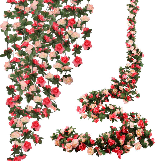 10 Pcs 82FT Flower Garland, Artificial Rose Garland Flowers Plants Fake Flower Hanging Rose Ivy, Birthday Party Valentine's Day Wedding Wall Arch Decor