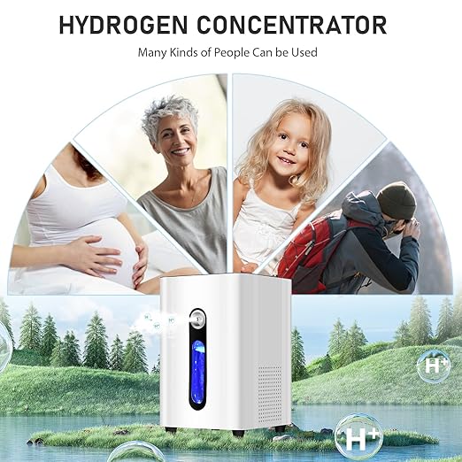Hydrogen Inhalation Machine, 150ml/min Hydrogen Machine, 99.99 Percent High Purity PEM and SPE Ionizer, Water Level Warning, Water Quality Monitoring, Safe and Secure