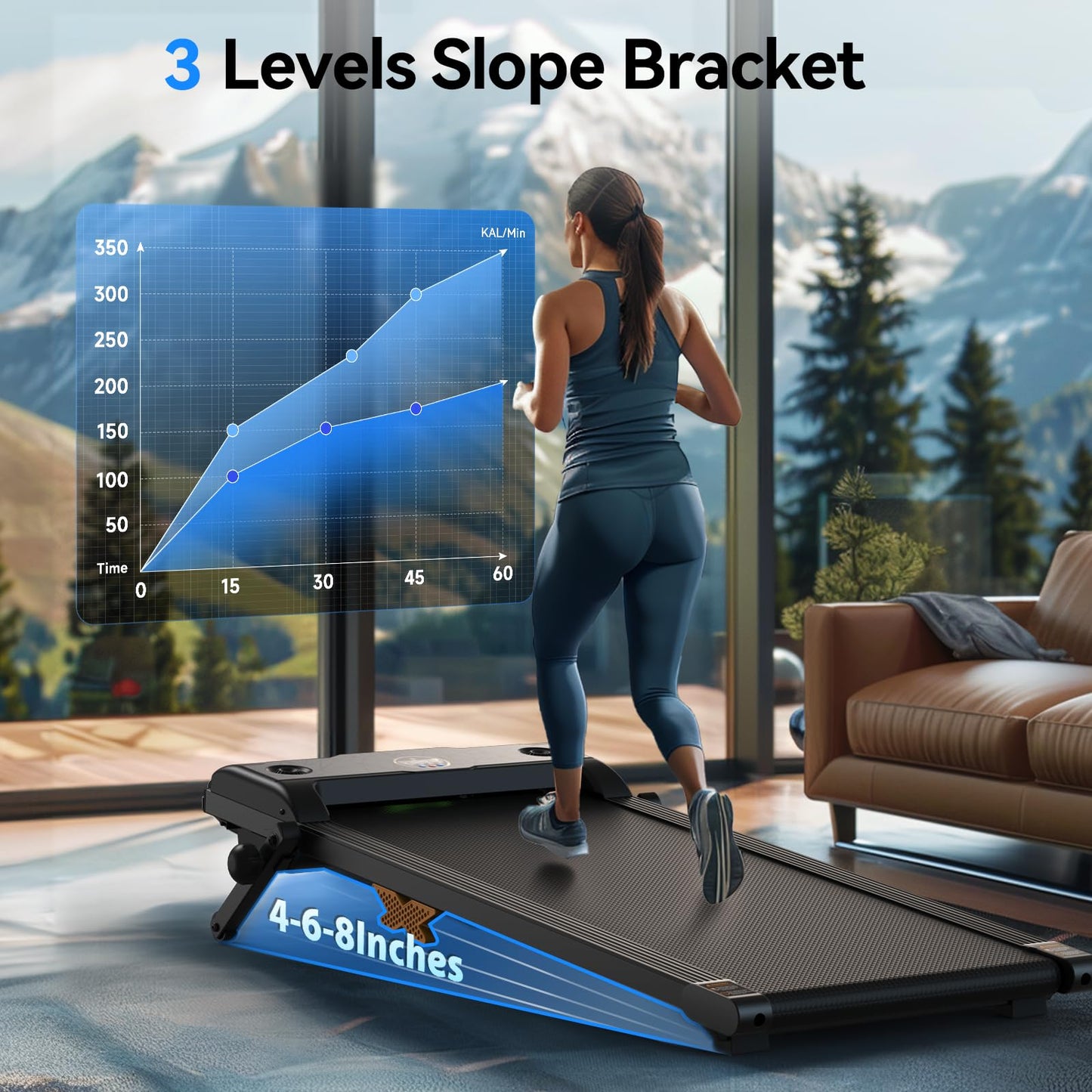 Servfit Walking Pad with Incline, 2.5HP Under Desk Treadmill, 3 in 1 Portable Treadmill with Remote Control, LED Display, Hidden Safety Switch, Mini Walking Jogging Machine for Home Office