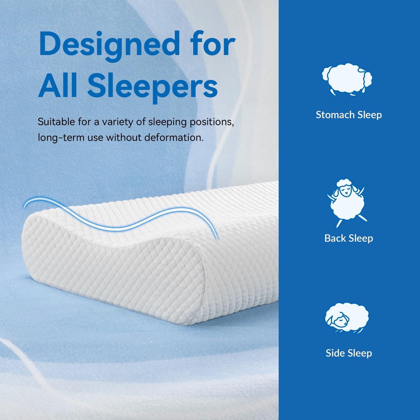AM AEROMAX 26" Queen Size Contour Memory Foam Pillow, Cervical Pillow for Neck Pain Relief, Neck Orthopedic Sleeping Pillows for Side, Back and Stomach Sleepers