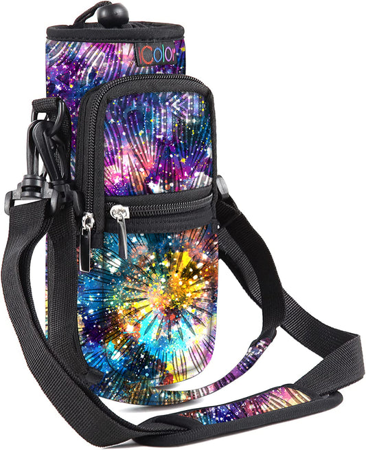 icolor Water Bottle Carrier Bag Holder 25/32/40/64oz,Adjustable Padded Shoulder & Handle Strap Sports Sling Hiking Pack,Insulated Neoprene Wide Mouth Bottle Sleeve