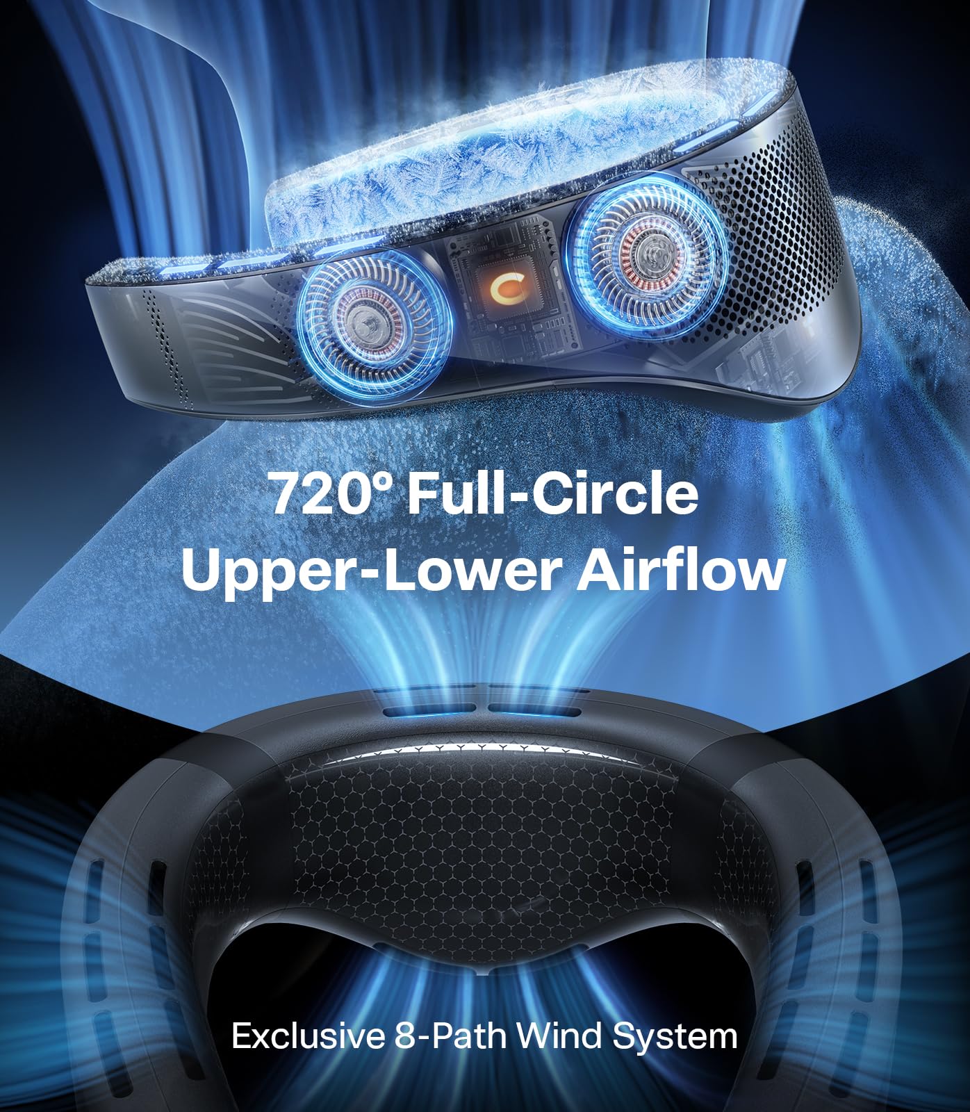 TORRAS 2025 Top Al Neck Fan Air Conditioner Coolify Cyber, Portable Neck Fans that Blow Cold Air【No.1 Coolest & 720° Immersive Cooling】 Personal AC Rechargeable for Outdoor/Indoor. Gifts for Dad/Mom
