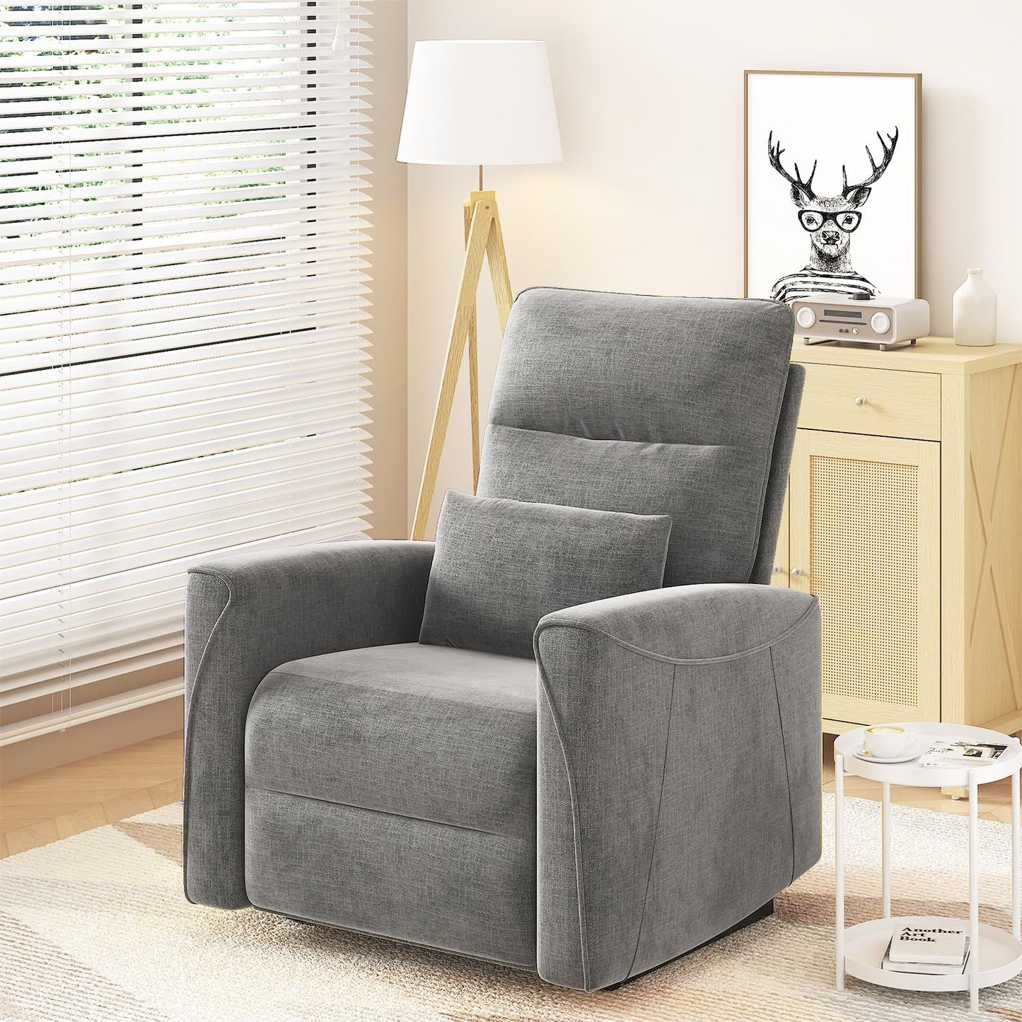 MECHYIN Power Recliner Chair for Adults, Reclining Sofa Chair, Adjustable Home Theater Seating Lounge with Lumbar Support, Small Recliners for Living Room with Charging Ports (Lividity)
