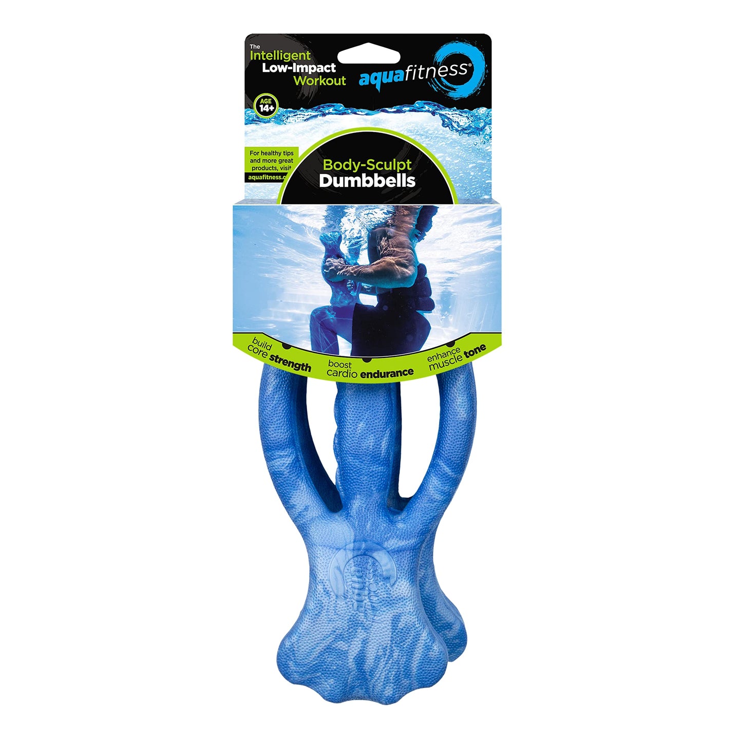 New Aqua Water Fitness Body Sculpt Ergo Dumbbells – Exercise Equipment for Water Aerobics, Aquatic Low-Impact Workouts, and Resistance Training – Light Blue