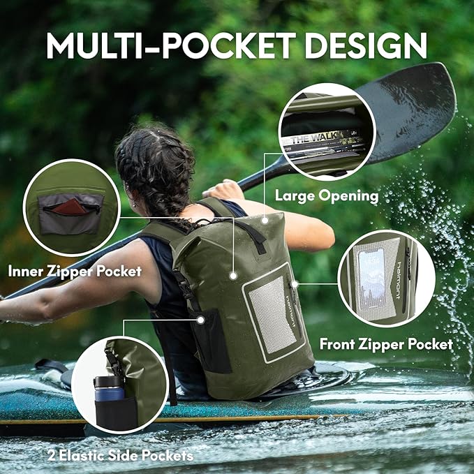 Haimont Waterproof Backpack Dry Bag Floating Roll Top Dry Sack Durable Backpack for Kayaking, Surfing, Rafting, Fishing, 30L