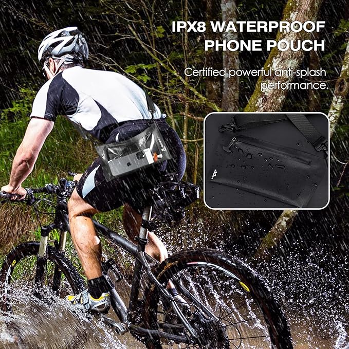 MoKo Waterproof Phone Pouch Wallet Bag, IPX8 Adjustable Sling Chest Crossbody Bag for Men Women Nylon Water-Resistant Dry Bag Case for Water Sports Boating Fishing Cycling Snorkeling Kayaking Beach