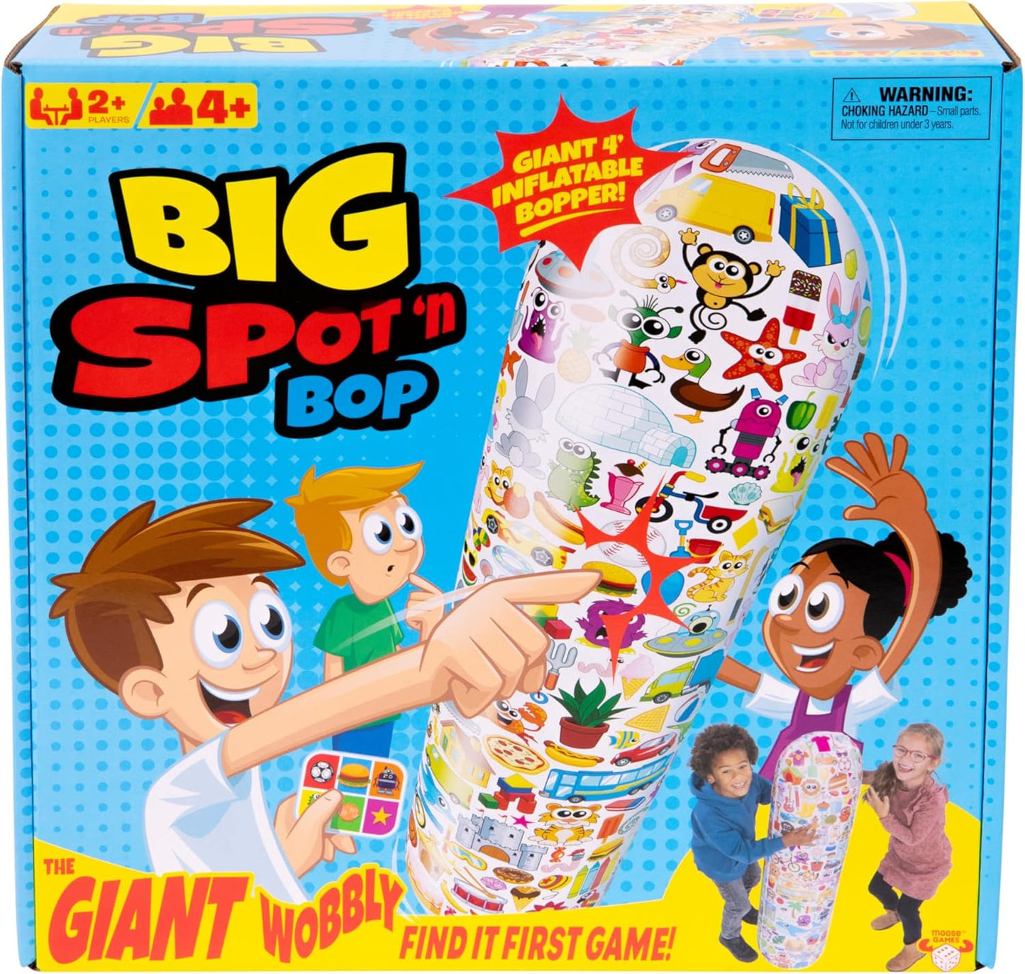Big Spot 'N Bop! The Giant Wobbly "Find It First" Game, A Fun, Active Race For Mind And Body, Run Around The Giant 4 Foot (122cm) Inflatable Bopper To Find And Match Images, For 2 Or More Players, 4+