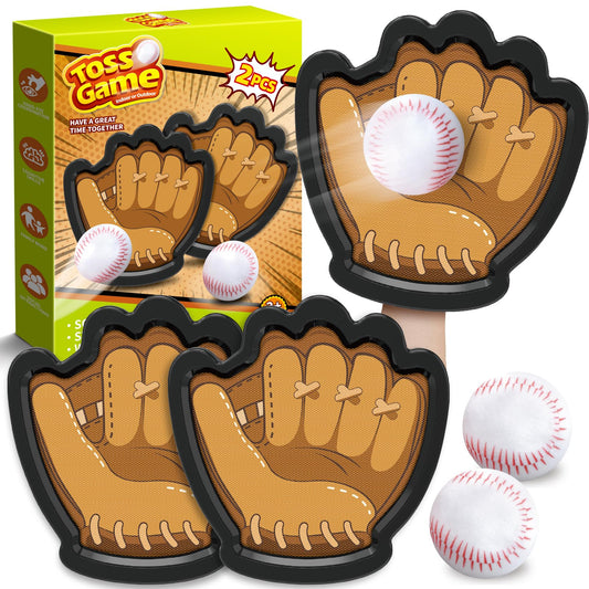 Officygnet Kids Outdoor Toys Catch Ball Games Set, 2 Pack Baseball Training Toy with Gloves for Kids Ages 3-12 Years Old, Beach Pool Yard Games for Adult and Family, for Toddlers Boys Girls