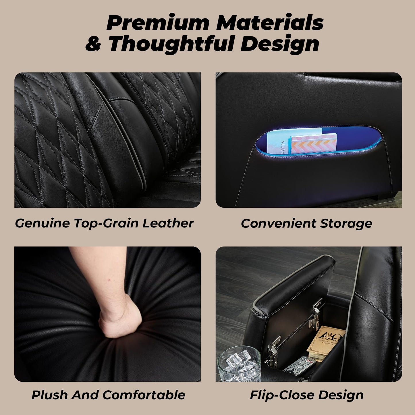 Signature Design by Ashley Boyington Contemporary Leather Match Power Recliner with Adjustable Headrest, Cup Holders, USB Port and Air Massage System, Black