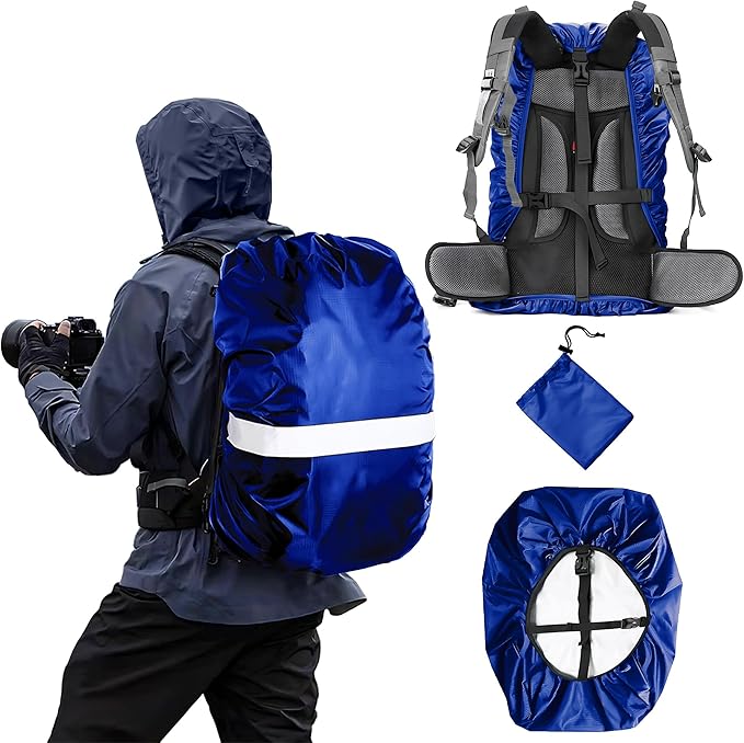 Waterproof Backpack Rain Cover,8000mm Waterproof Level,Upgraded with Reflective,Anti-Slip Cross Buckle Straps,Ultra-Strong Multilayer Structure for Hiking,Biking,Camping,Outdoor, Traveling