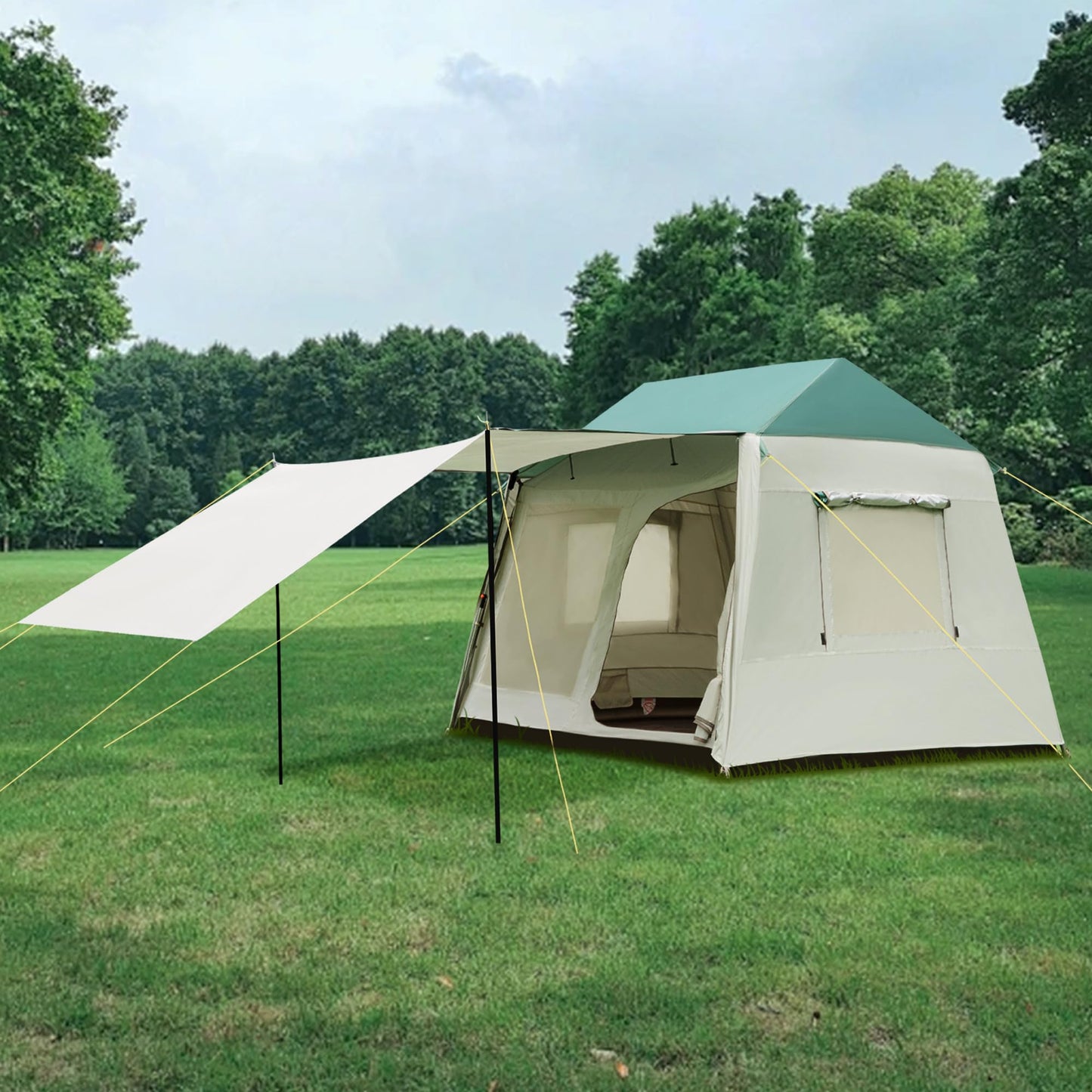 YEEKORO Camping Tent, 3-6 Person Waterproof Tents, Spacious Interior, Large Family Tent with Carry Bag, Portable Tent for Traveling Hiking Outdoor - Center Height 6.07ft