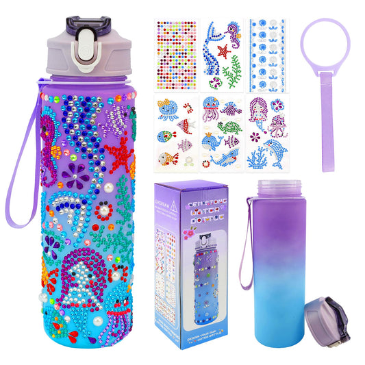 Decorate Your Own Water Bottle Kits for Girls, Mermaid Toys for Girls 10-12, 6-12 Year Old Girl Birthday Gifts Painting Crafts, Mermaid Arts and Crafts Gifts Toys for Girls Birthday Christmas