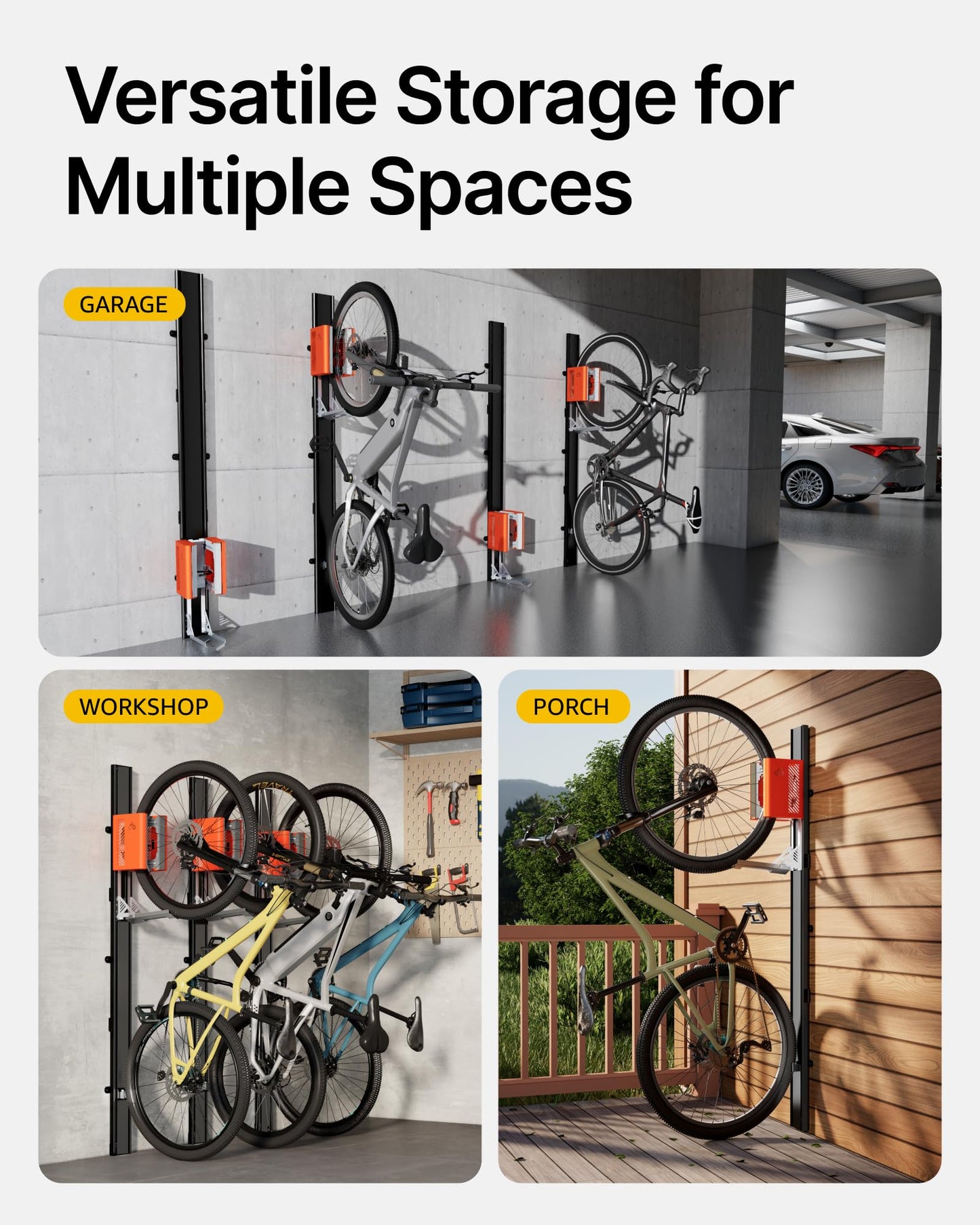 monTEK Automatic Lift EBike Rack – Fits 24-29" Tires, Heavy-Duty Vertical Wall Rack for Bicycles (Up to 71 lbs) - Effortless Lifting, Easy Install - Space-Saving Storage for Garage, Shed, BO