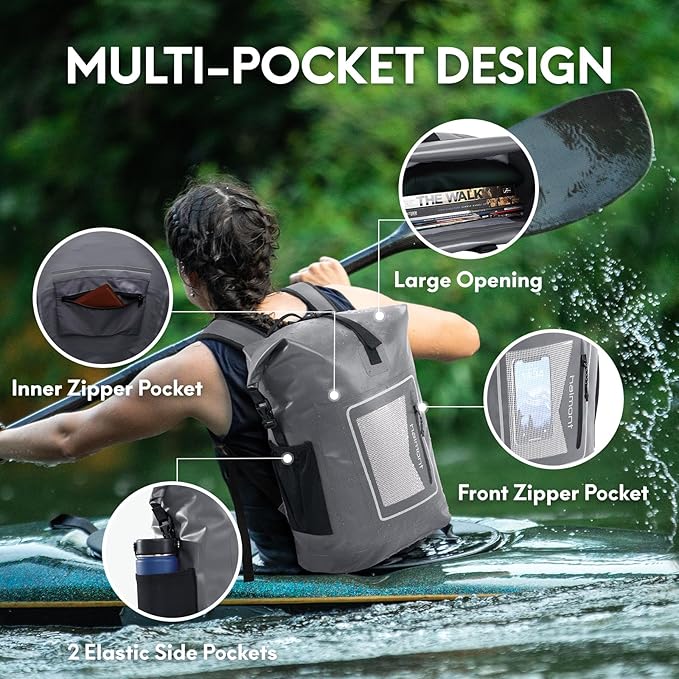 Haimont Waterproof Backpack Dry Bag Floating Roll Top Dry Sack Durable Backpack for Kayaking, Surfing, Rafting, Fishing, 30L