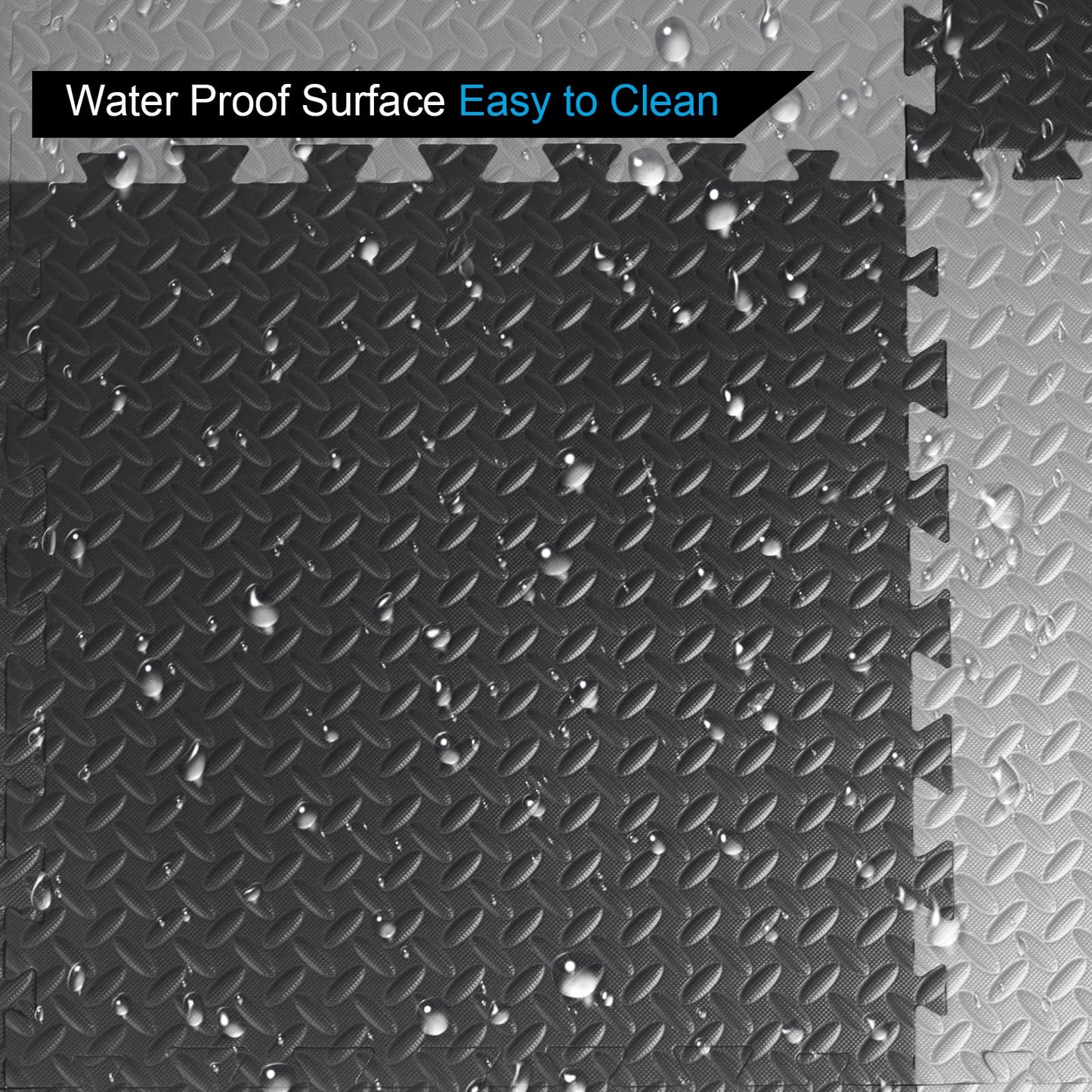 1 in Thick 48 Sq Ft EVA Foam Exercise Gym Mats 12 Pcs - Interlocking Puzzle Floor Tiles for Home Gym Heavy Workout Equipment Flooring - 24 x 24in Tile, Black & Gray