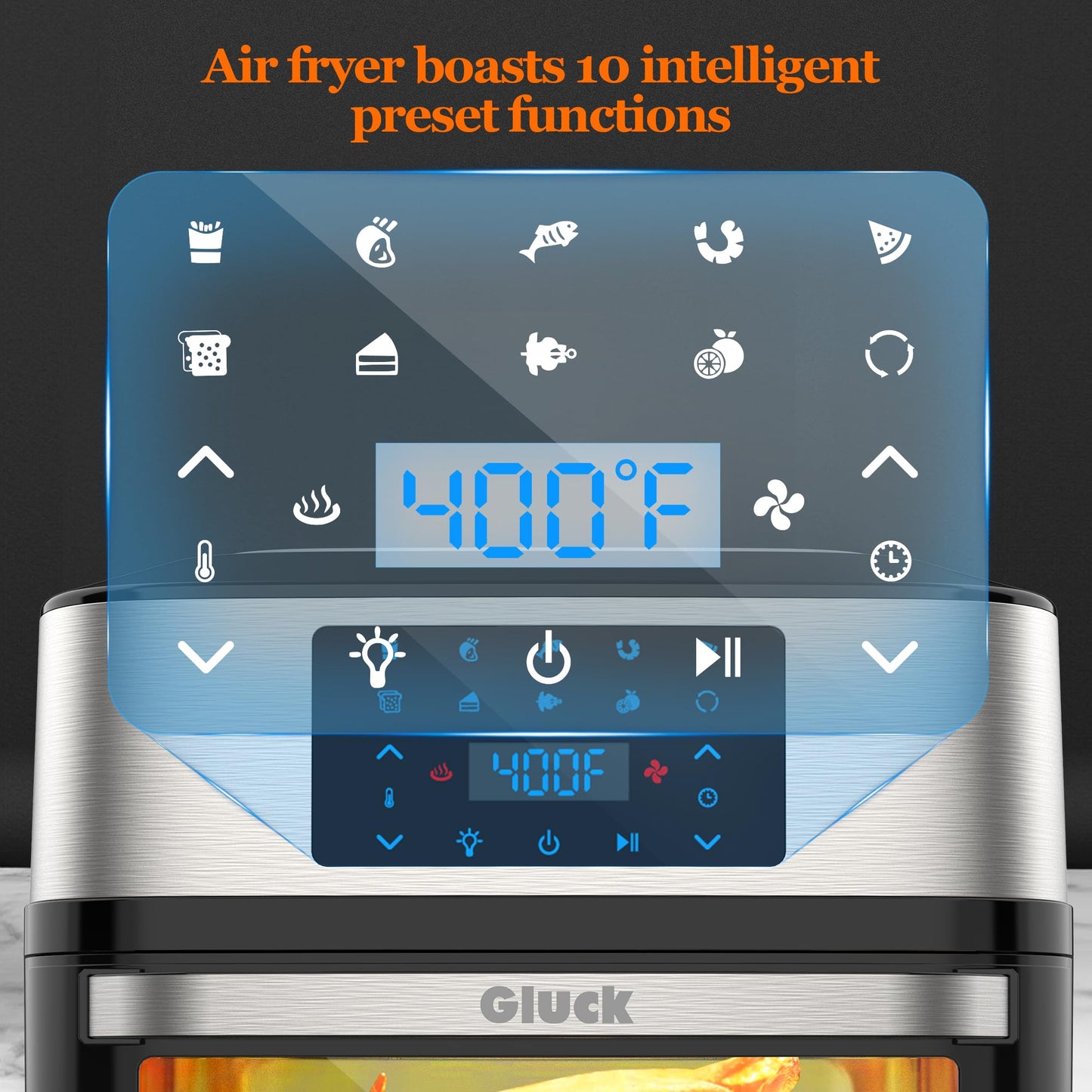 Air Fryer Oven Large 20 QT, 10-in-1 Toaster Oven Air Fryer Combo with Window for Family, Airfryer Oven with Rotisserie, 3 Dehydrating Racks, ETL Certified