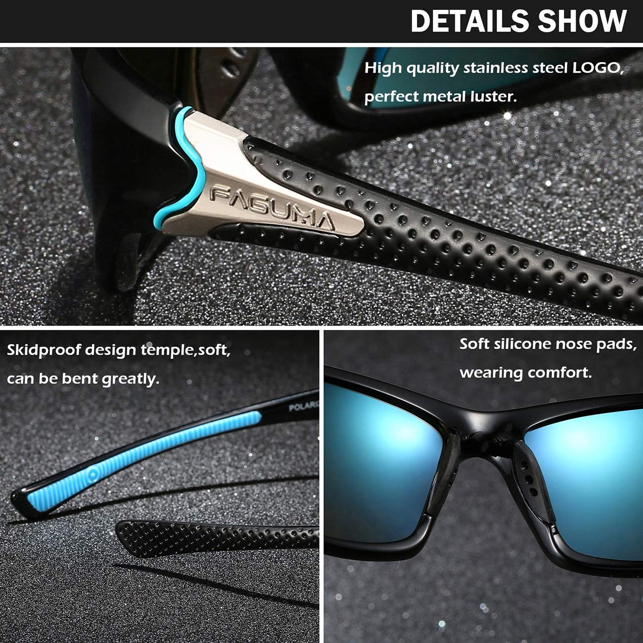 FAGUMA Sports Polarized Sunglasses For Men Cycling Driving Fishing 100% UV Protection