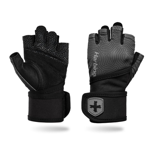 Harbinger Pro Wristwrap Gloves 3.0 - Enhanced Grip, Superior Wrist Support, Breathable 4-Way Stretch Lycra, Durable Leather Palm, Half-Finger Design for Weightlifting, Training - Small, Women's