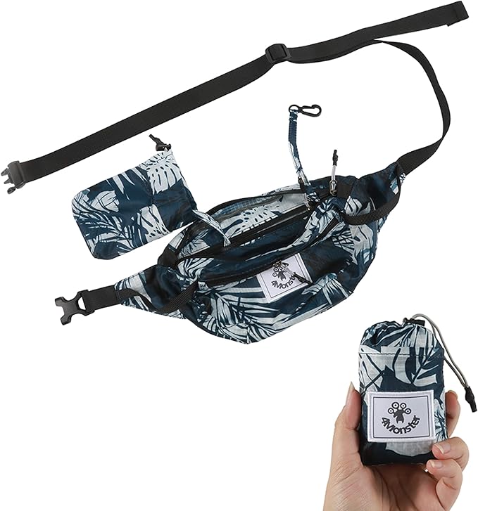 4Monster Hiking Waist Packs Portable,Water Resistant Fanny Bag with Adjustable Strap,Lightweight Crossbody Chest Bag Slim Bag