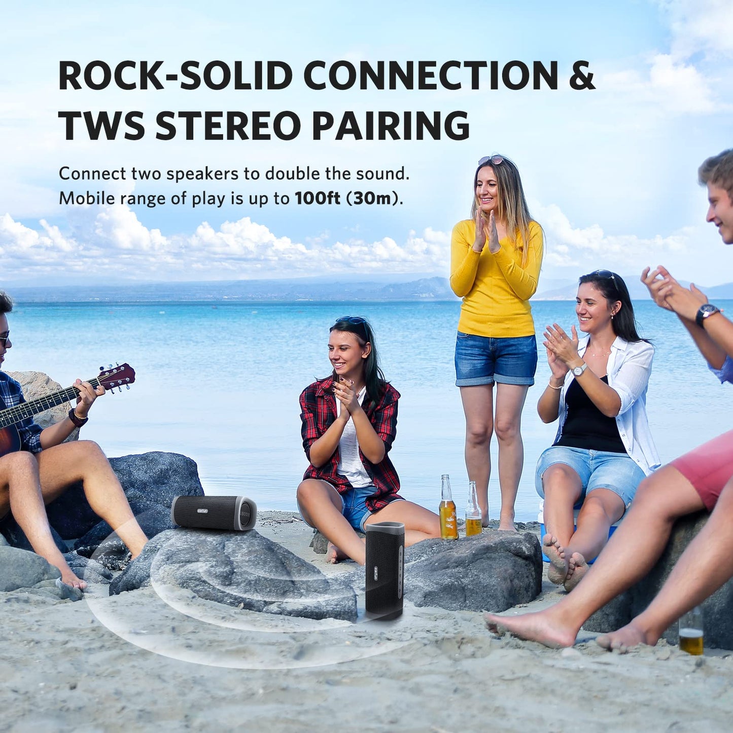 EarFun UBOOM L Bluetooth Speaker, Portable Speaker 28W Loud Stereo Sound, Rich Bass, IP67 Waterproof & Dustproof, Dual Pairing, Built-in Mic, Low Latency, Wireless Speakers for Party, Indoor & Outdoor