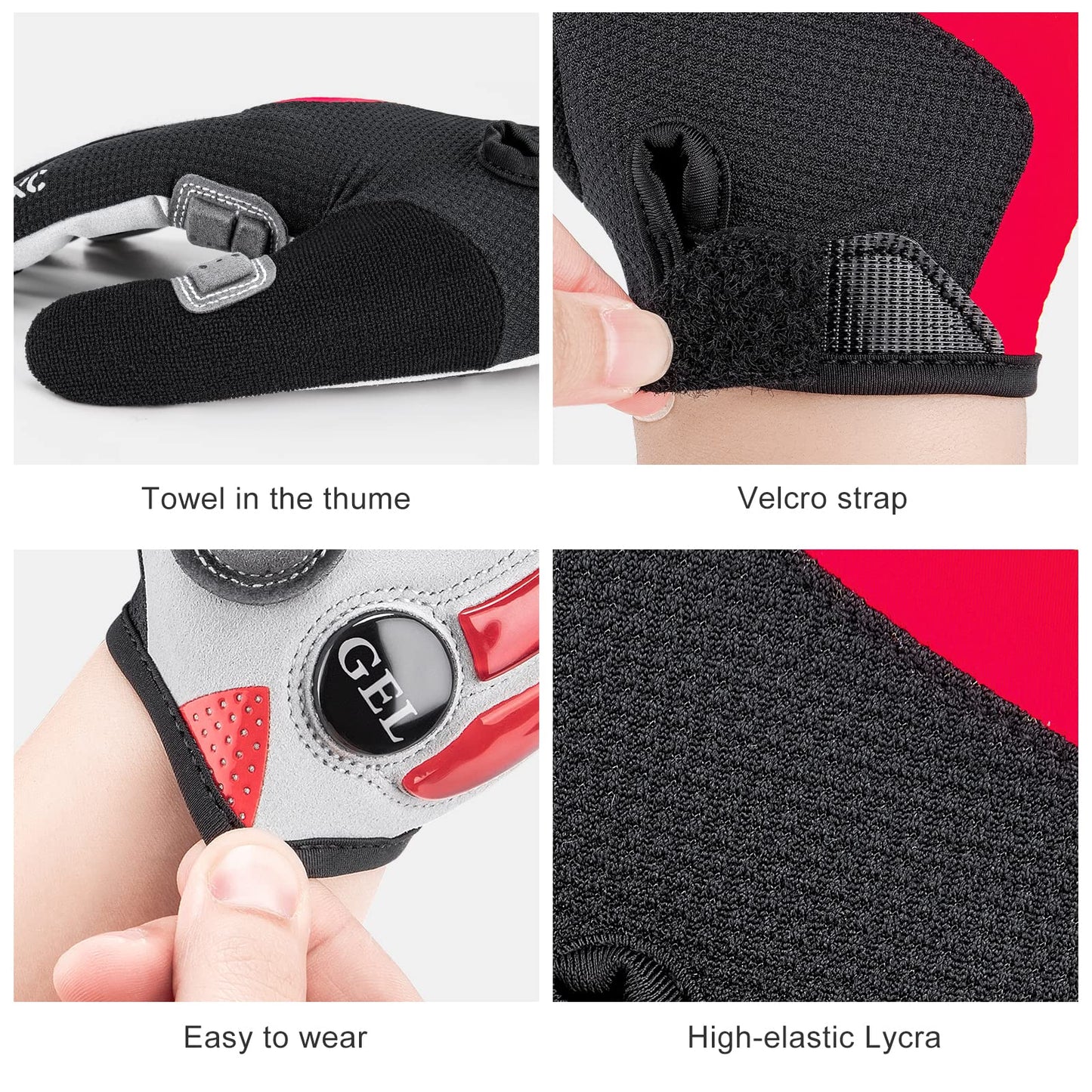 CXWXC Cycling Gloves for Men Women - Breathable Gel Road Mountain Bike Riding Gloves - Anti-Slip Full Finger Glove for Fitness Cycling Training Outdoor Sports