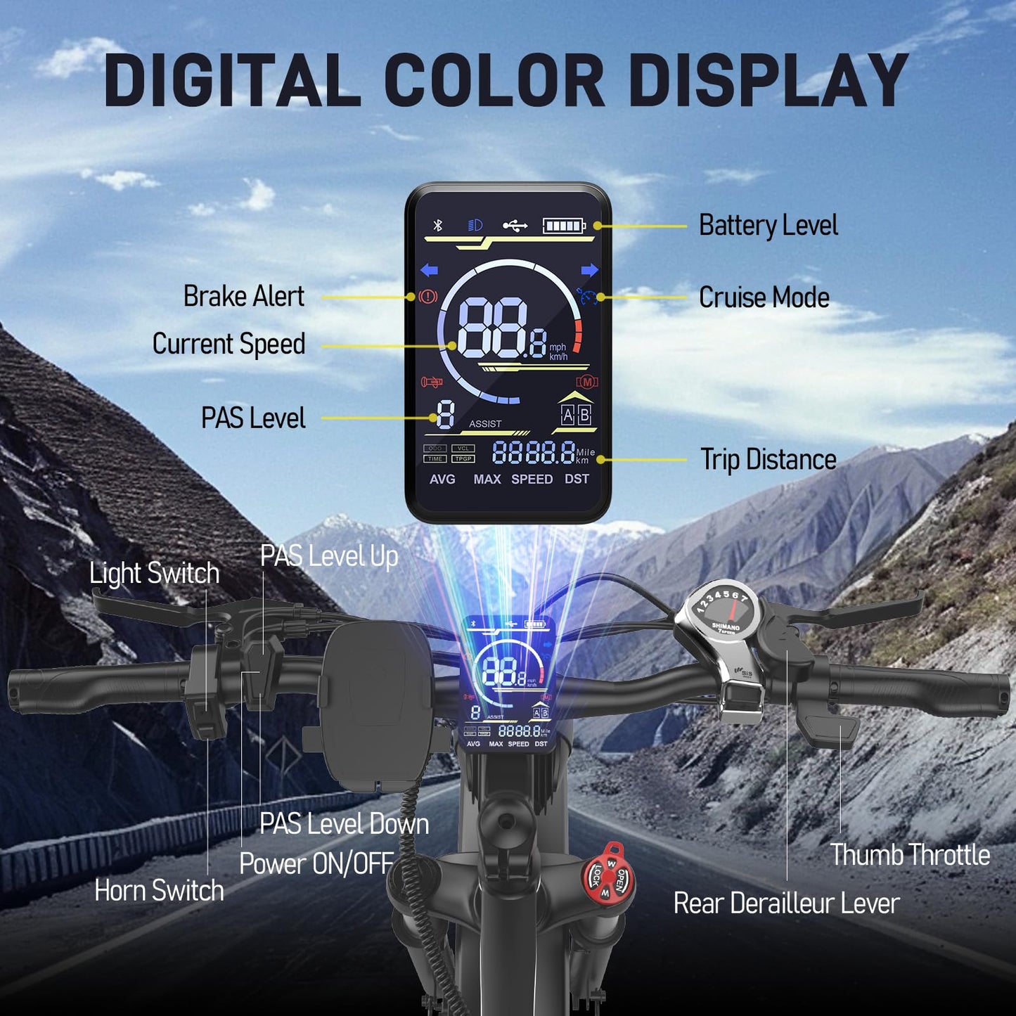 EDIKANI 26" Electric Bike for Adults, 90 Miles 34MPH Fast E Bike for Commuter, Peak 1500W Fat Tire Ebike for Adults Electric with 48V 18AH Removable Battery (Standard, Black Blue)