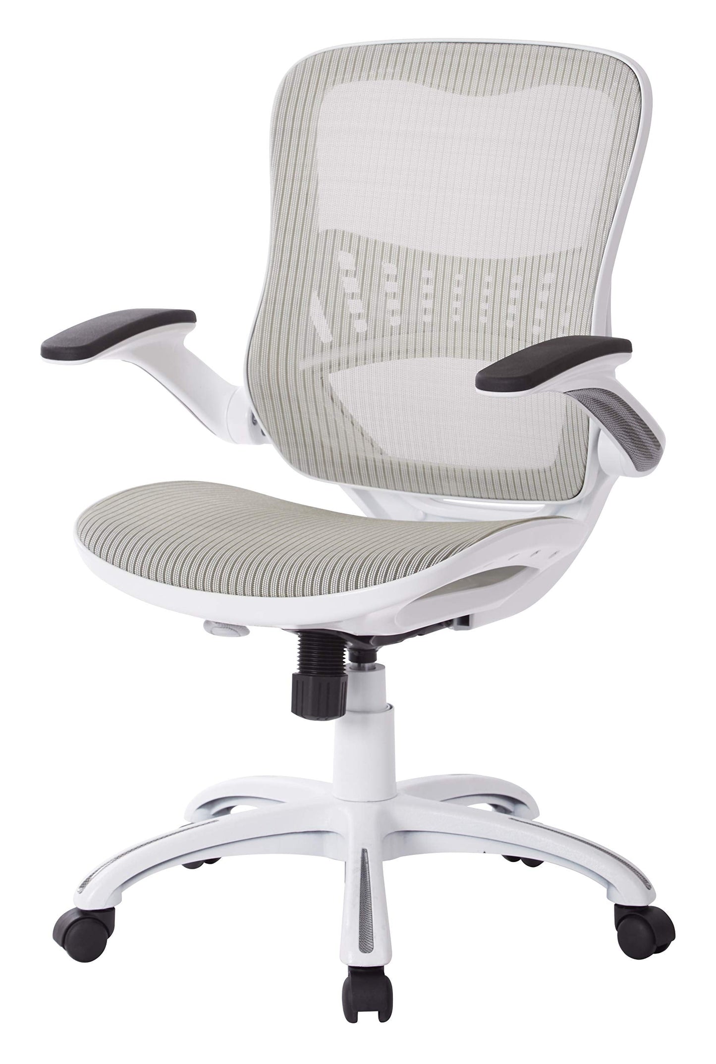 Office Star Ventilated Manager's Office Desk Chair with Breathable Mesh Seat and Back, White Base, White