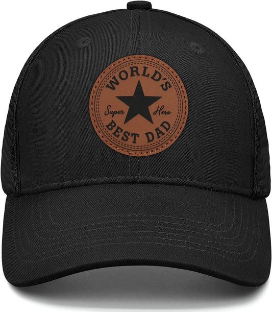 Worlds Best Dad Ever Hat Fathers Day Birthday Gifts for Dad Papa from Daughter Son Black Trucker Hat
