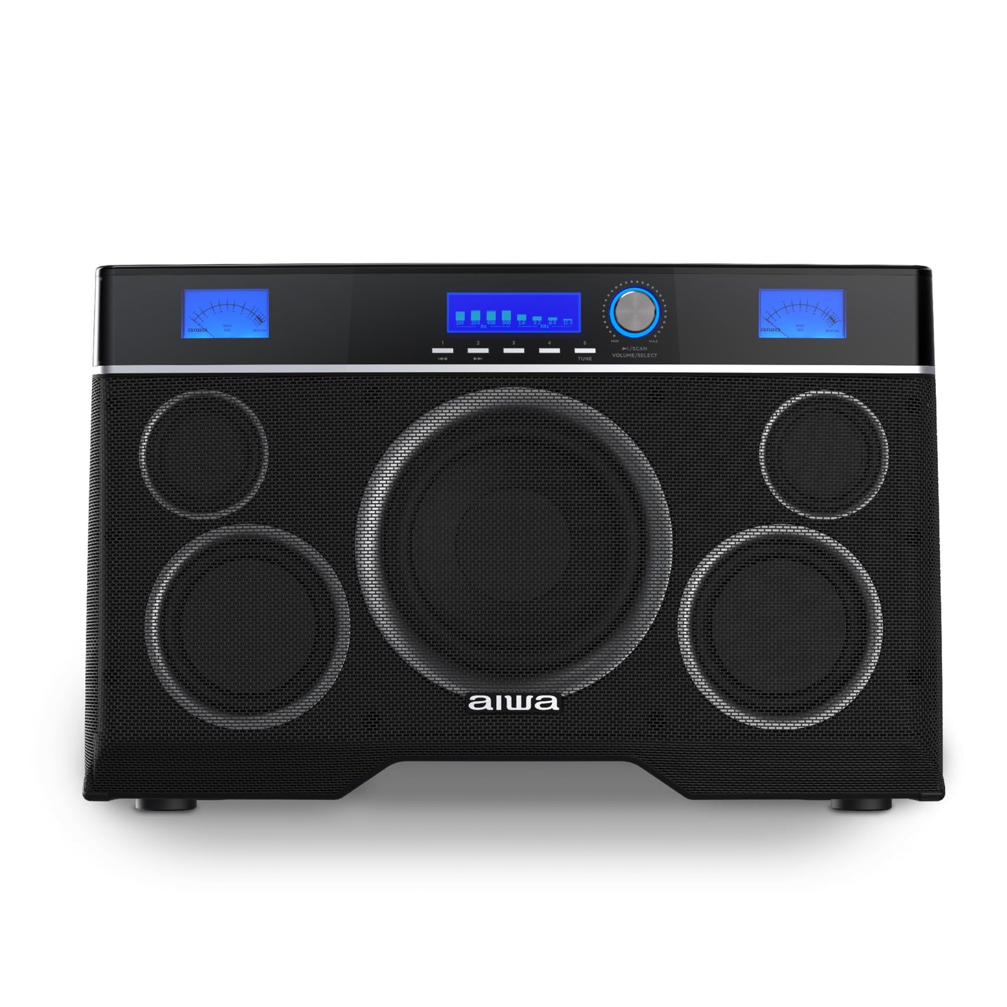 Aiwa Exos-10 Portable Bluetooth Speaker, 200W RMS Power, 6.5” Subwoofer, Deep Bass, Party Sync, Backlit Display, FM/BT/USB/AUX, Remote Control, Carry Strap, Bluetooth V5.0