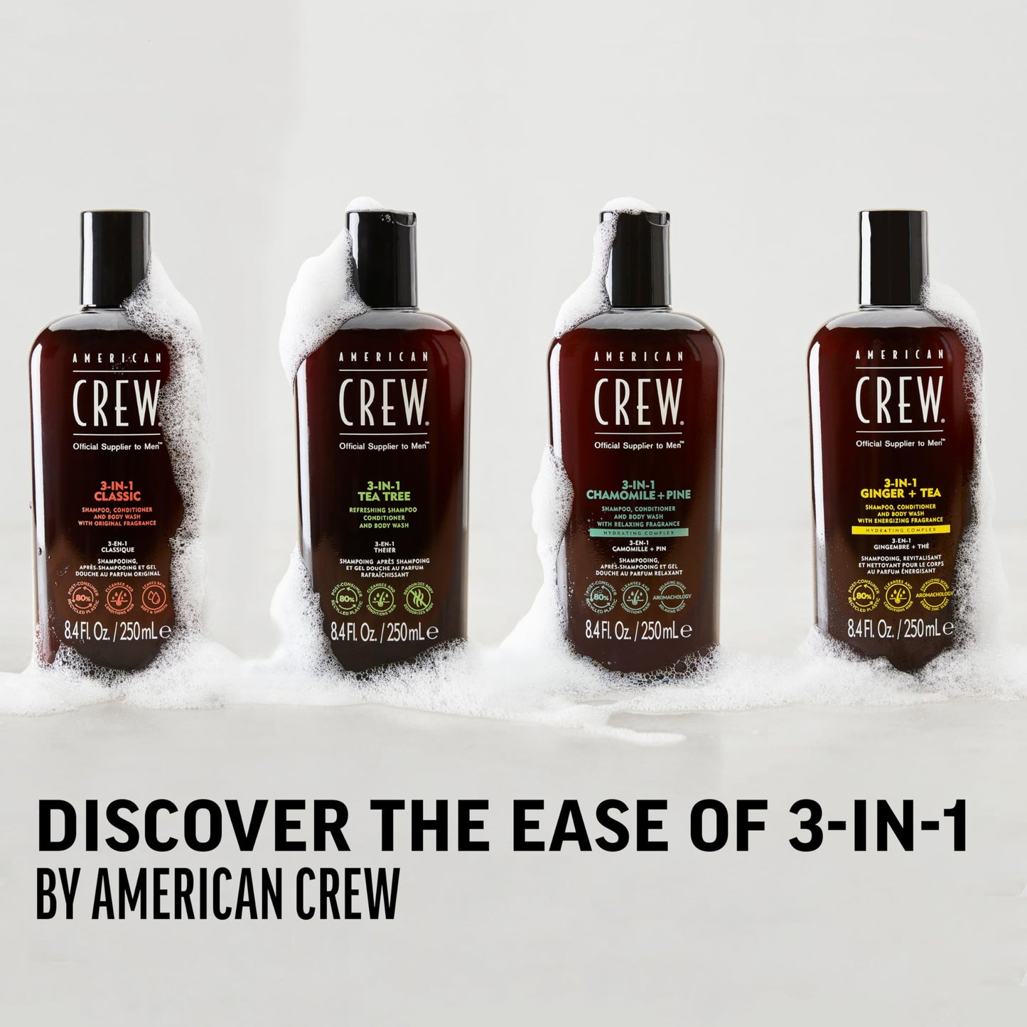 American Crew Shampoo, Conditioner & Body Wash for Men, 3-in-1, 8.4 Fl Oz