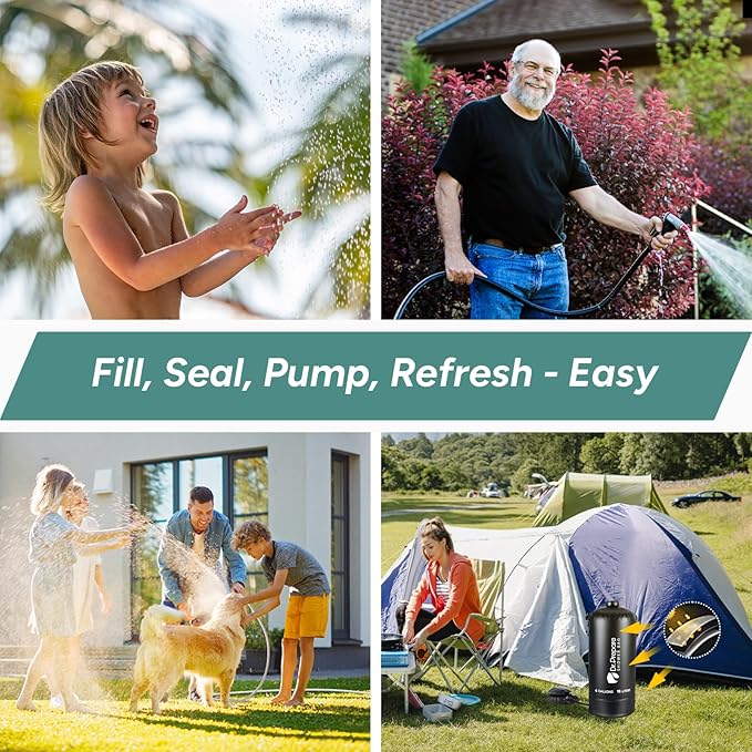 DR.PREPARE Camping Shower, 4 Gallons/15L Portable Shower with Foot Pump, Large Water Inlet, Outdoor Camp Shower Bag for Camping, Beach, Hiking, Climbing