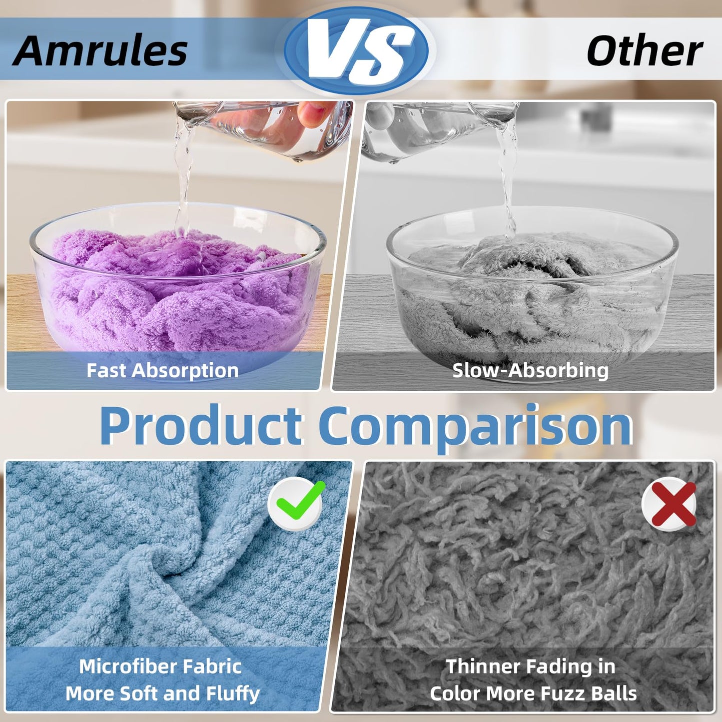 Amrules Hair Towel Wrap, 4 Packs 9.8 x 25.6 Inch Towel Turbans for Wet Hair, Dry Hair Towel, Headbands for Curly and Long Hair - Bathroom Must-Have for Ladies