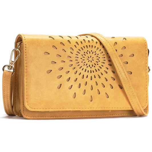 APHISON Multi-Function Small Crossbody Bags For Women,Cell Phone Shoulder Bag,Clutch Purse,RFID Wristlet Wallet,Card Holder Yellow