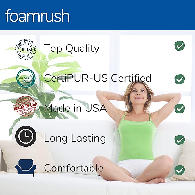 FoamRush 6-Inch Bunk (48" x 80") High Density Foam RV Mattress Replacement with Cotton Cover, Medium Firm, Pressure Relief Support, Travel Camper Trailer Truck, Made in USA, CertiPUR-US Certified