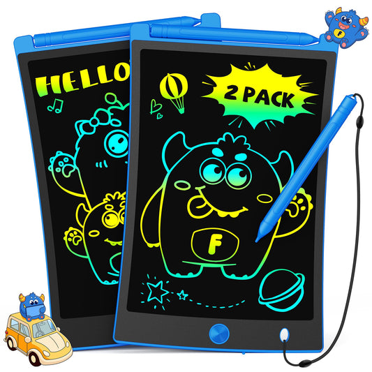TEKFUN 2 Pack LCD Writing Tablet with Stylus, 8.5in Erasable Doodle Board Mess Free Drawing Pad for Kids, Car Trip Educational Toys Birthday Christmas Gift for 3 4 5 6 7 Girls Boys (2*Blue)