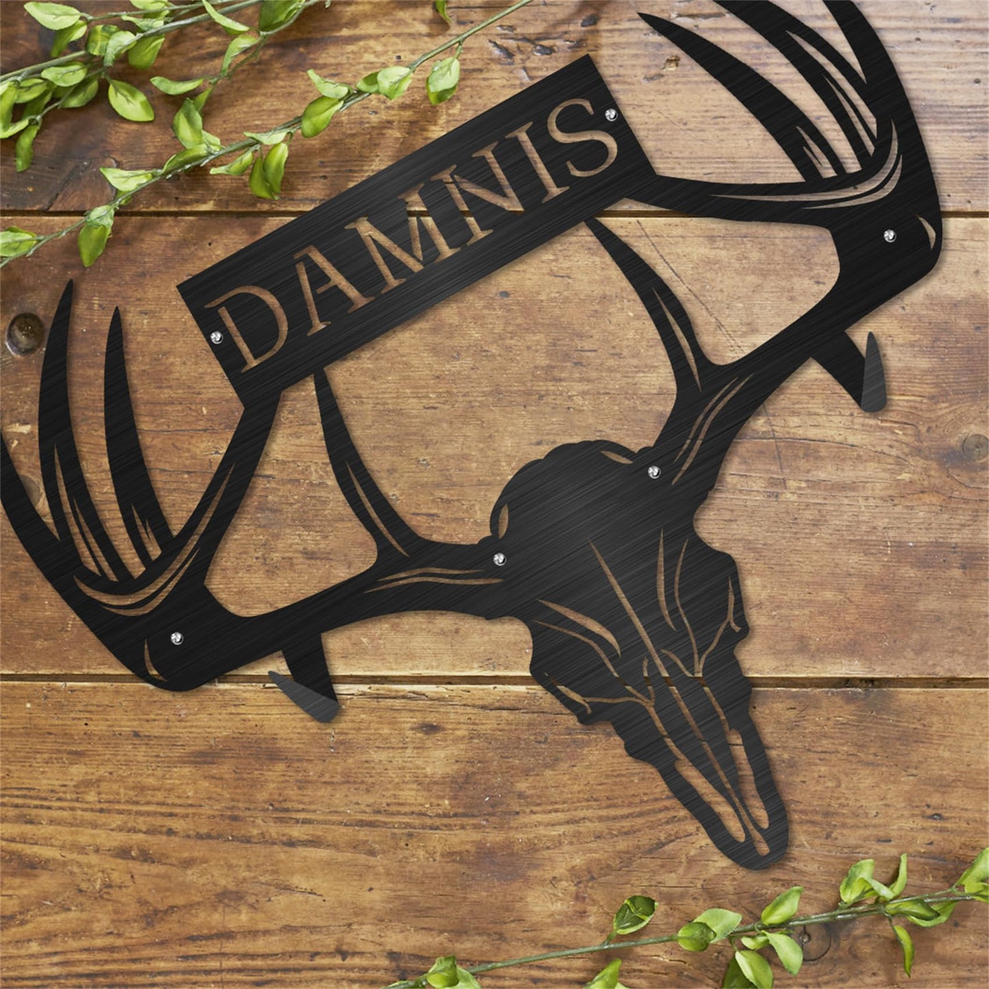 Personalized Metal Deer Skull Bow Rack Custom Name Deer Head Metal Wall Art Hunting Archery Gear Standing Display Bow Rack Hunting Gift for Hunter Dad Grandpa,Deer Archery Display