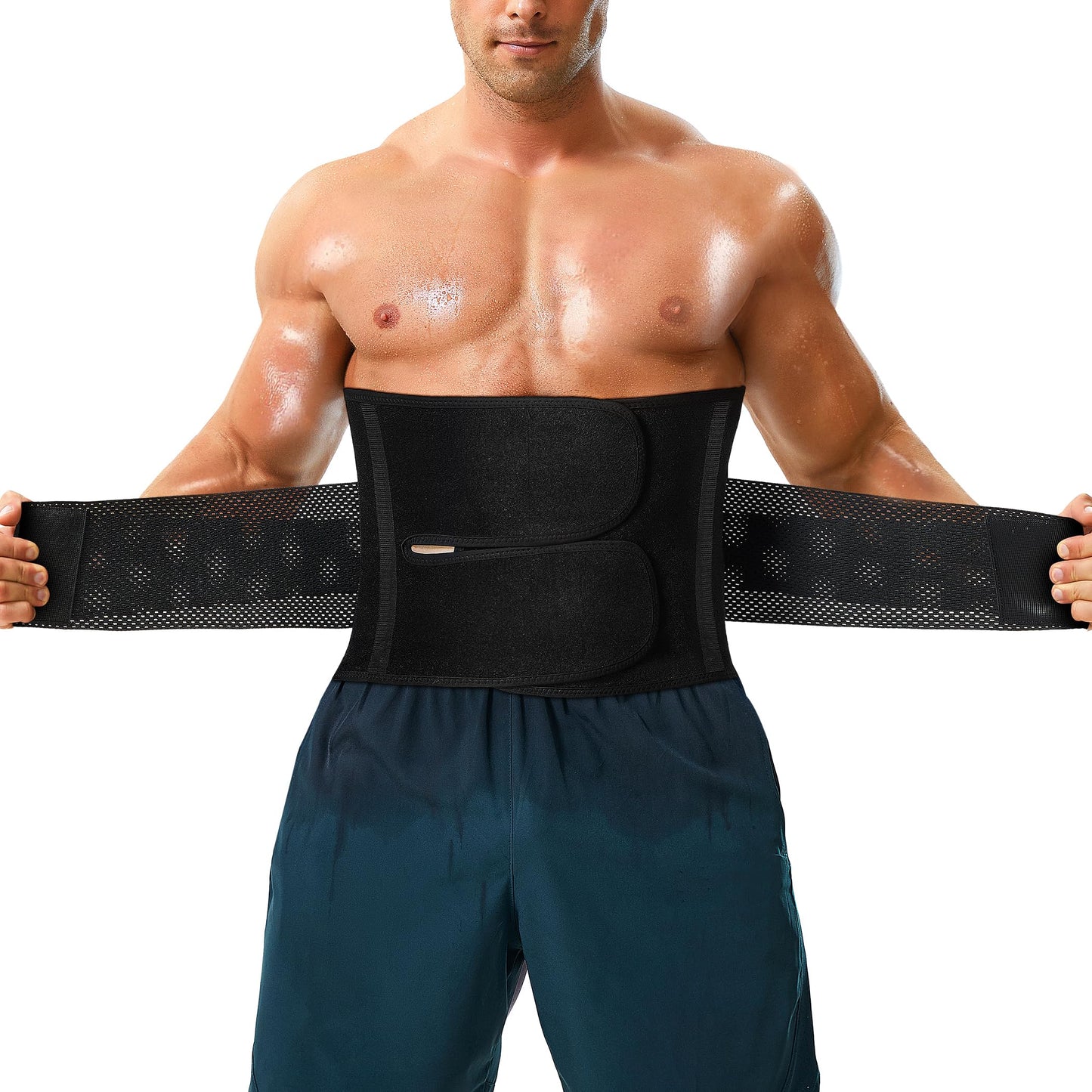 Junlan Waist Trainer for Men Sweat Waist Trimmer Belt for Stomach (Silver, Medium)