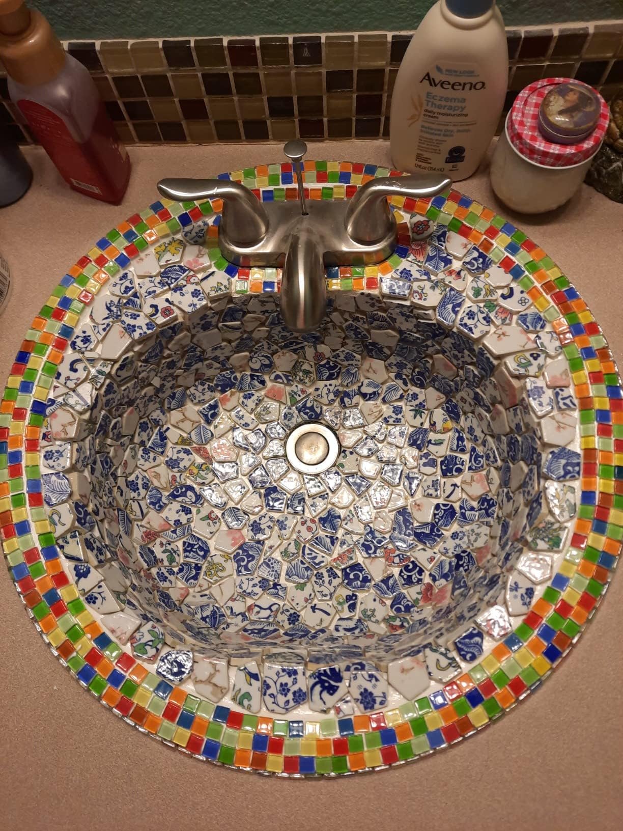 1.1 LB Porcelain Ceramic Mosaic Tiles,Broken Irregular Mosaic Tiles for DIY Craft Floor,Kitchen,Pool, Flower Pots Mosaic Making Supplies (Porcelain 10)