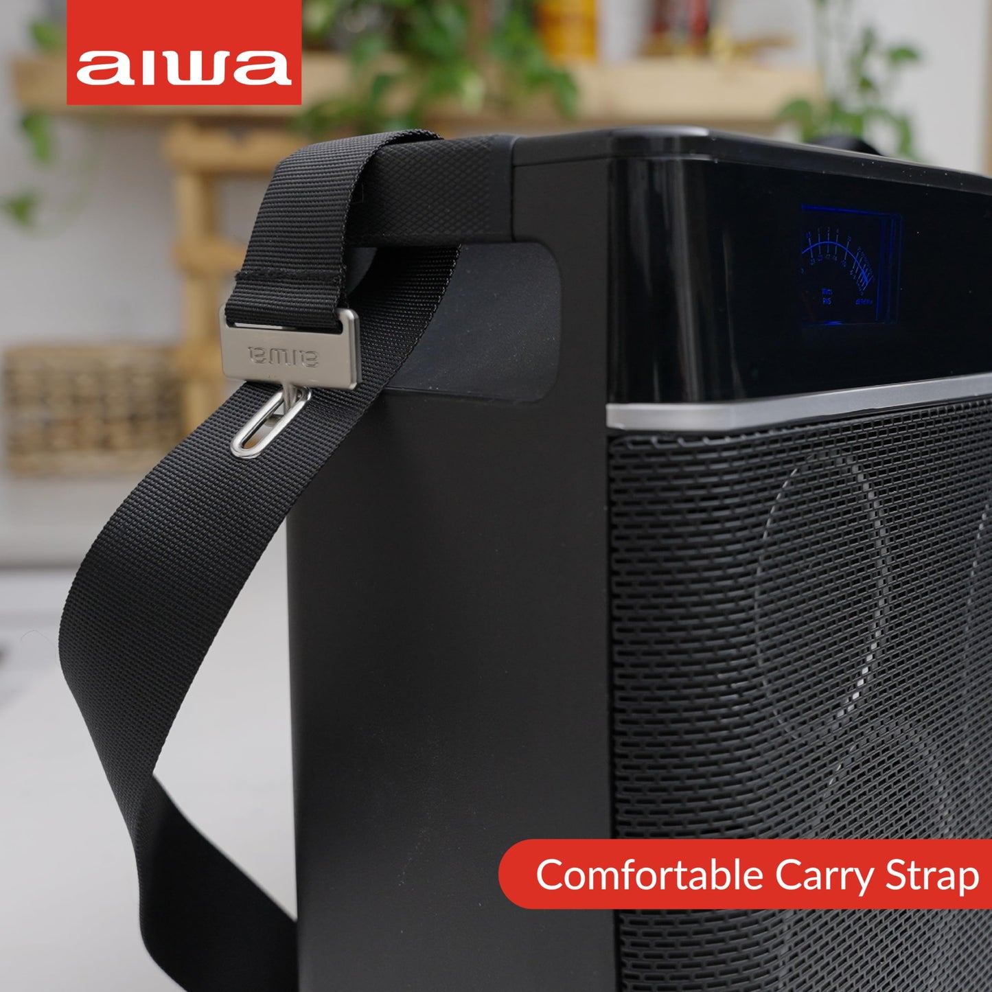 Aiwa Exos-10 Portable Bluetooth Speaker, 200W RMS Power, 6.5” Subwoofer, Deep Bass, Party Sync, Backlit Display, FM/BT/USB/AUX, Remote Control, Carry Strap, Bluetooth V5.0