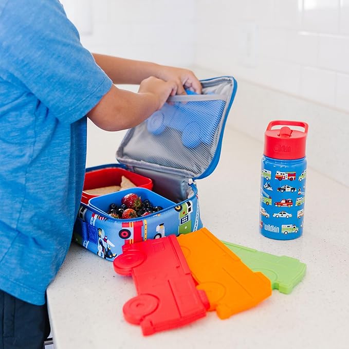 Wildkin Kids Ice Packs (4 Packs) for Boys & Girls, Perfect for Daycare & Preschool Slim & Reusable Ice Packs, Keep Lunches Fresh & Cool for School & Travel, Portable Ice Packs for Kids (Fire Truck)
