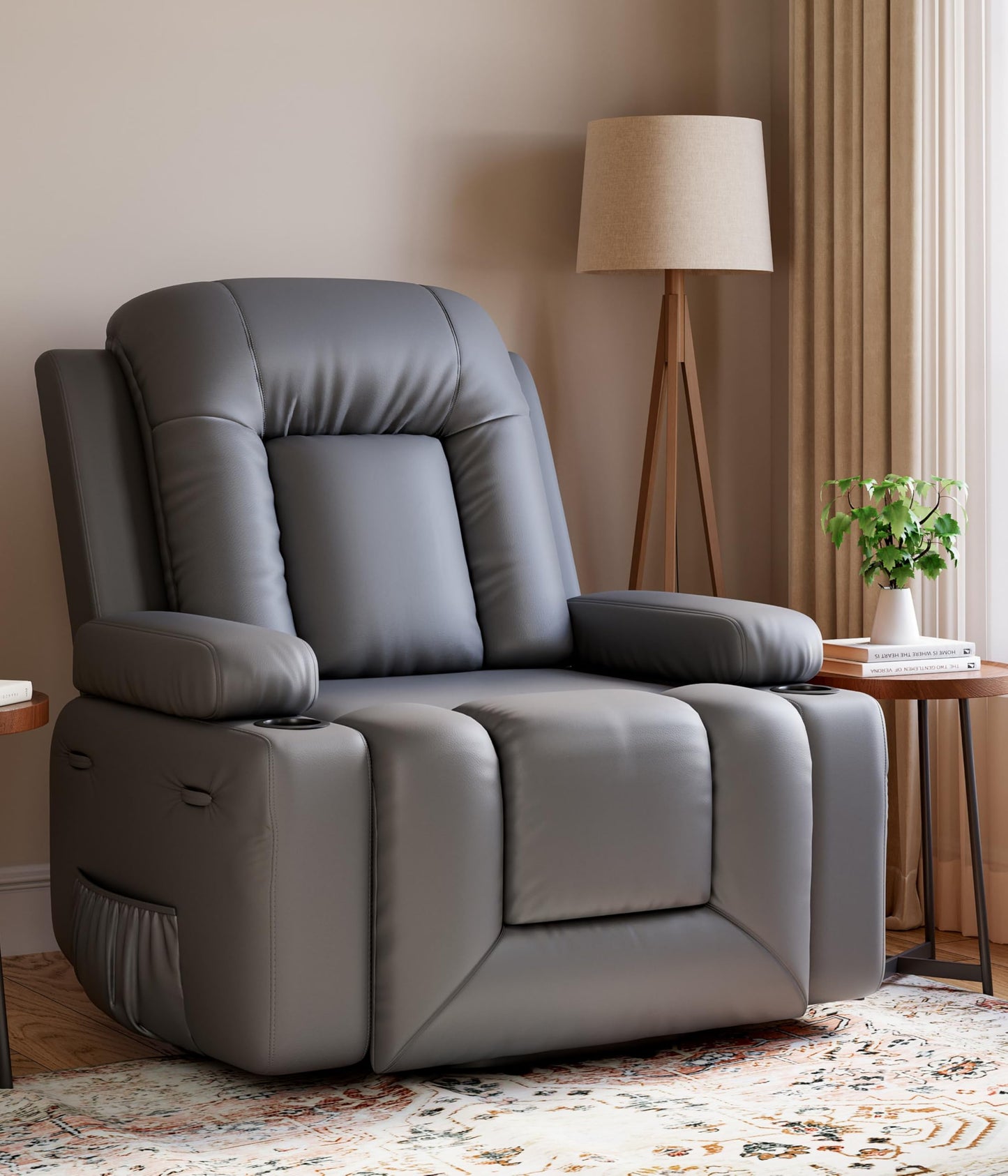 GarveeHome Oversized Wide Power Lift Recliner Chair - Heat and Massage, Faux PU Leather, Adjustable Back and Legs, Electric Lift Chair Designed for The Elderly and People with Mobility impaired