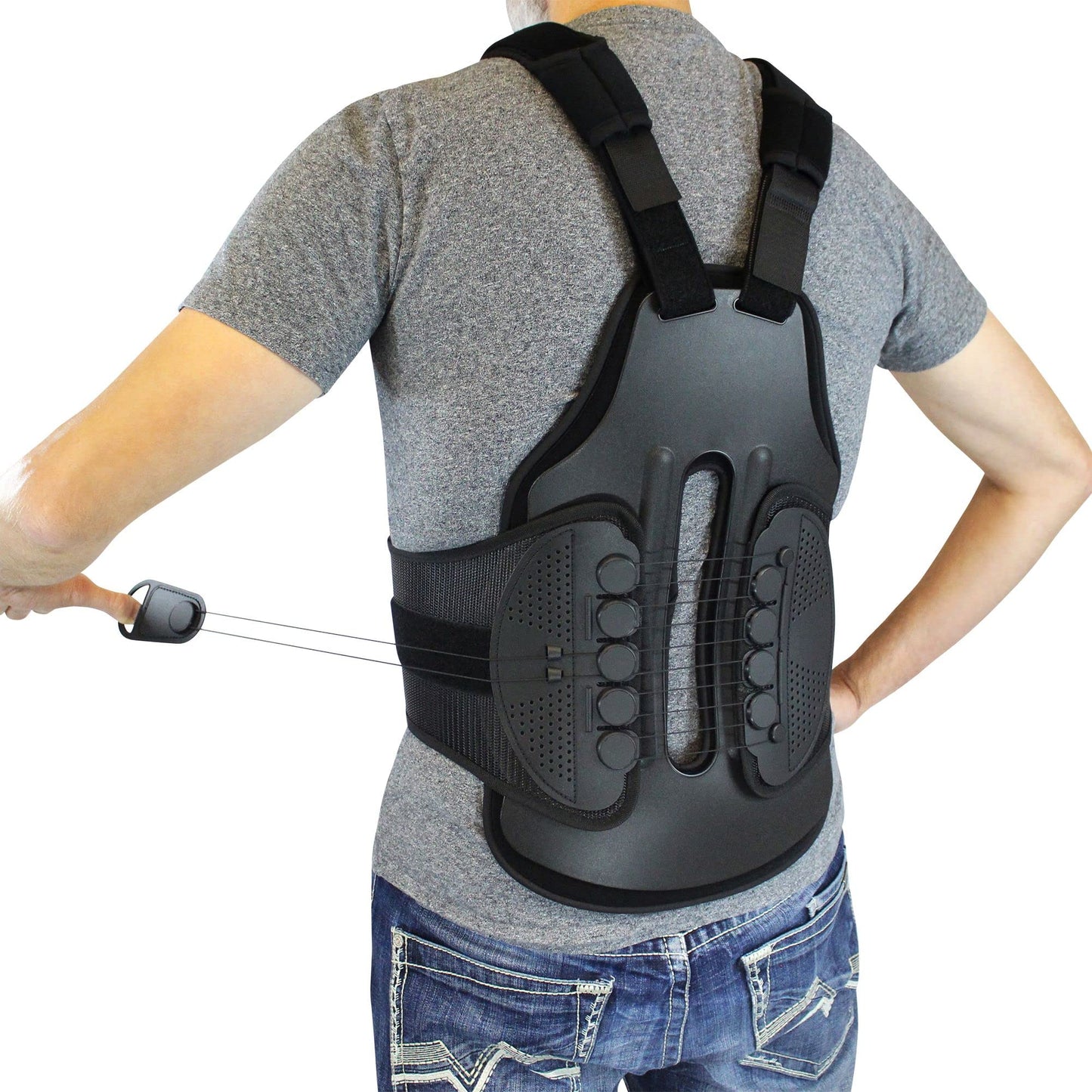 TLSO Thoracic Full Back Brace - Treat Kyphosis, Osteoporosis, Compression Fractures, Upper Spine Injuries, and Pre or Post Surgery with This Hard Lumbar Support for Men and Women (Large)